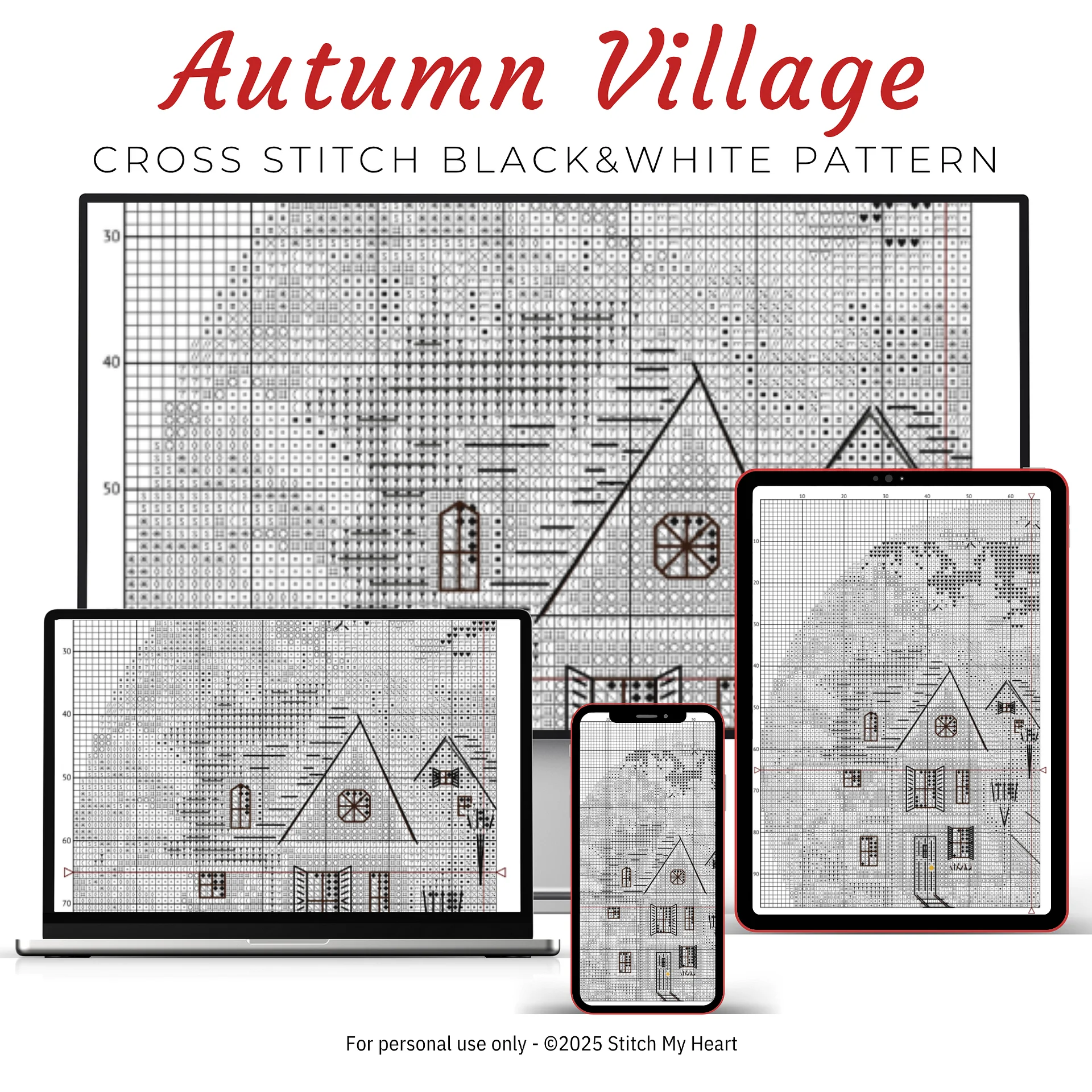 Autumn Village Cross Stitch Pattern product image (4)