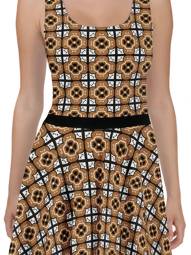 Rich Brown Arabesque Tile Dress product image (2)
