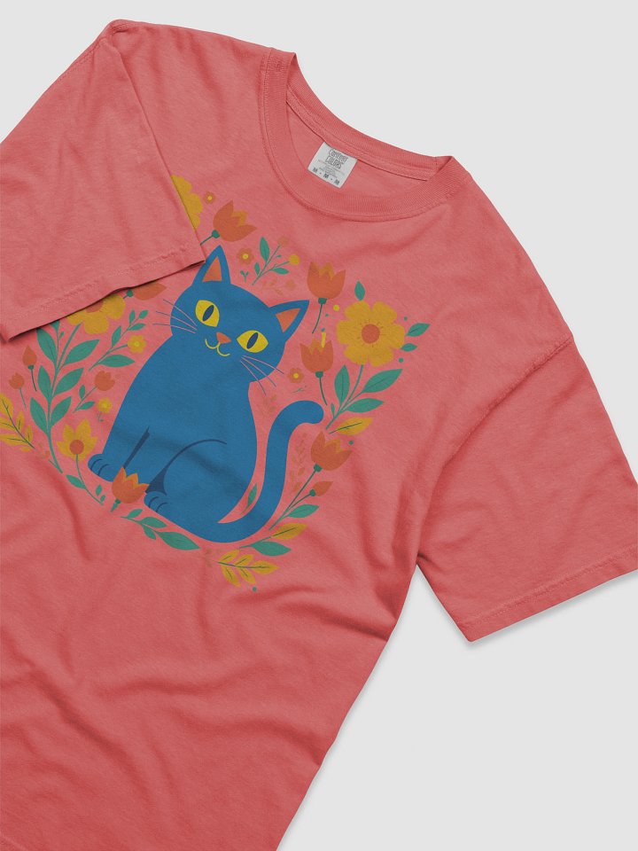 Whimsical Cat and Floral Delight T-Shirt product image (2)