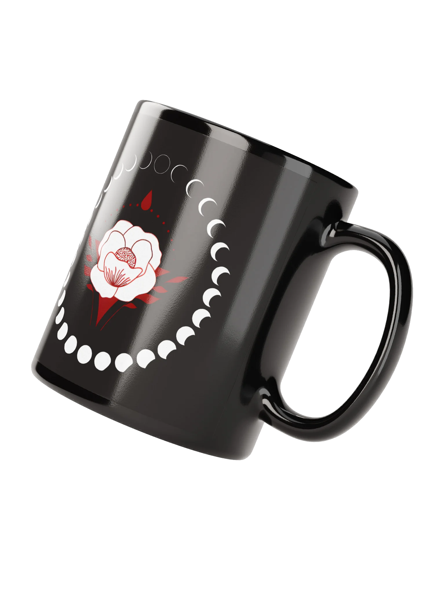 New Moon Cycle Floral Coffee Mug Black | Well Women Rising product image (4)