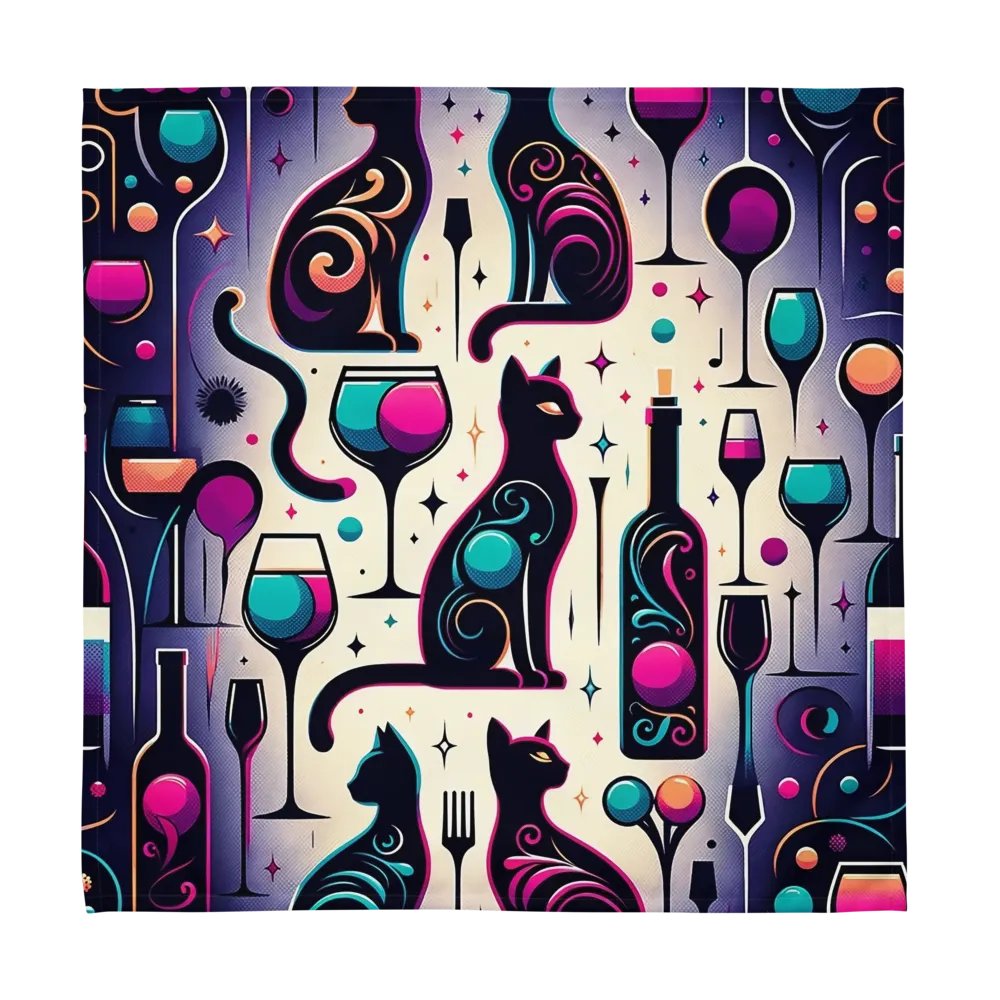 Cloth Napkin Set (4): Cats and Wine product image (1)