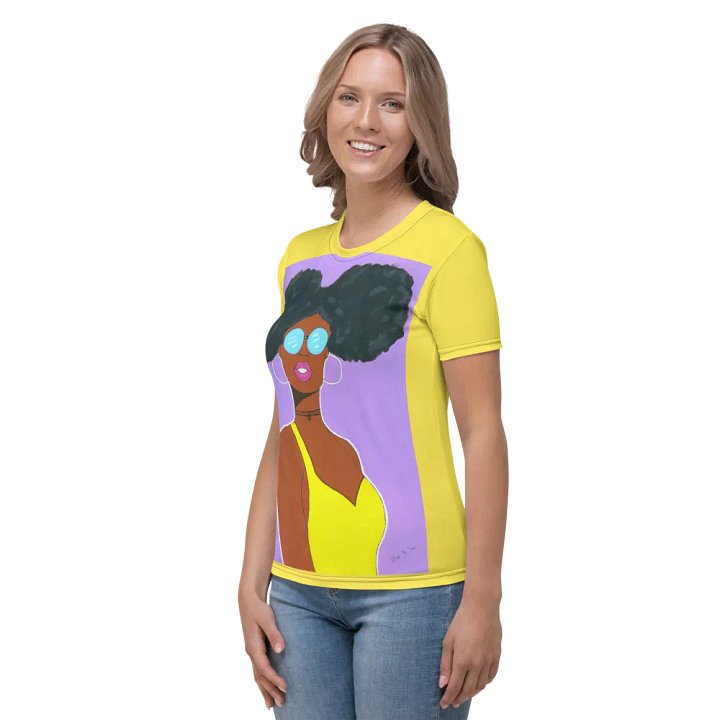 Afro American girl - (acrylic painting picture) - art by Dina R. Women's Crew Neck T-Shirt product image (2)