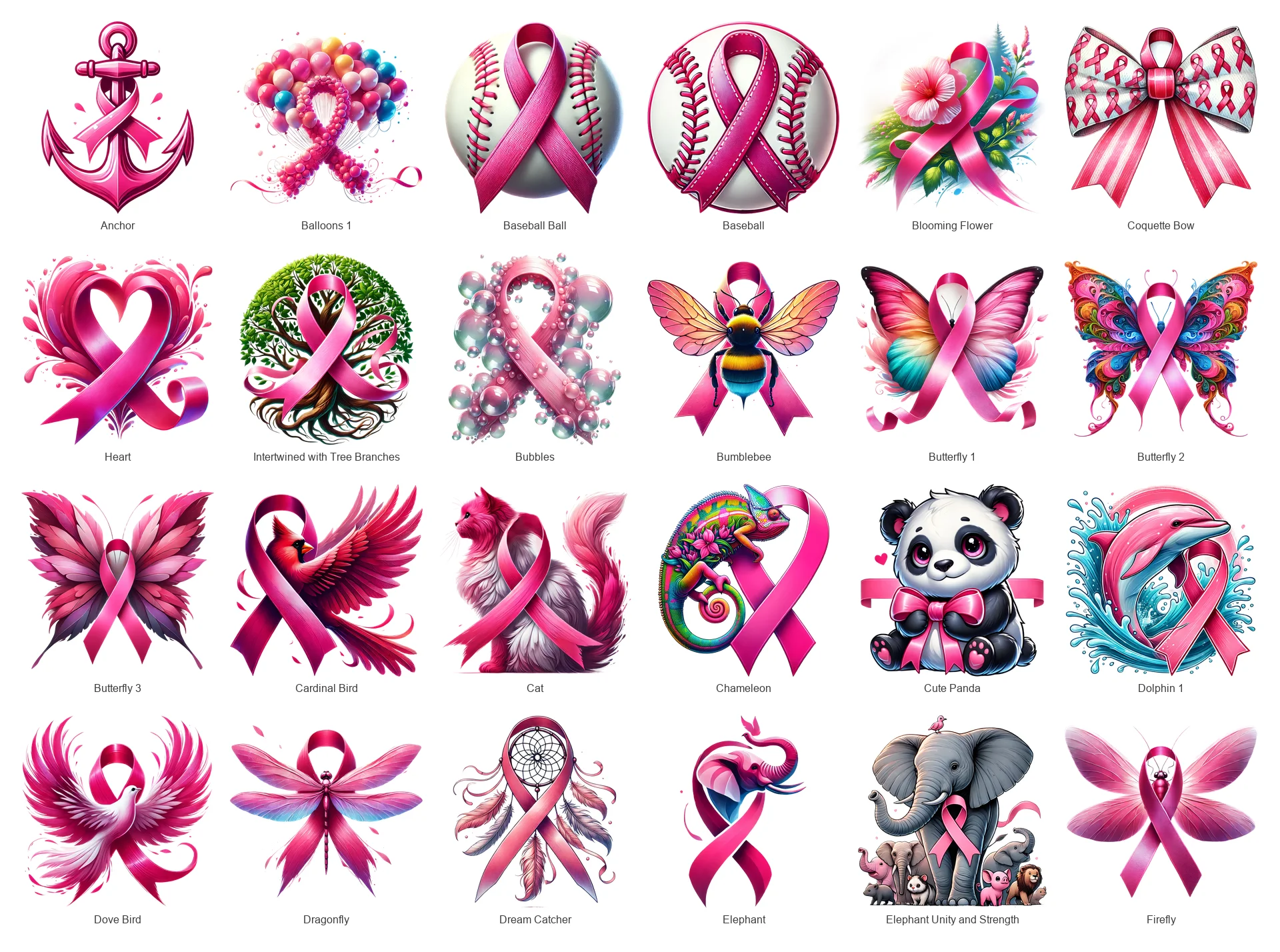Pink Ribbon Breast Cancer PNG Bundle | 93 Designs | Commercial Use product image (2)