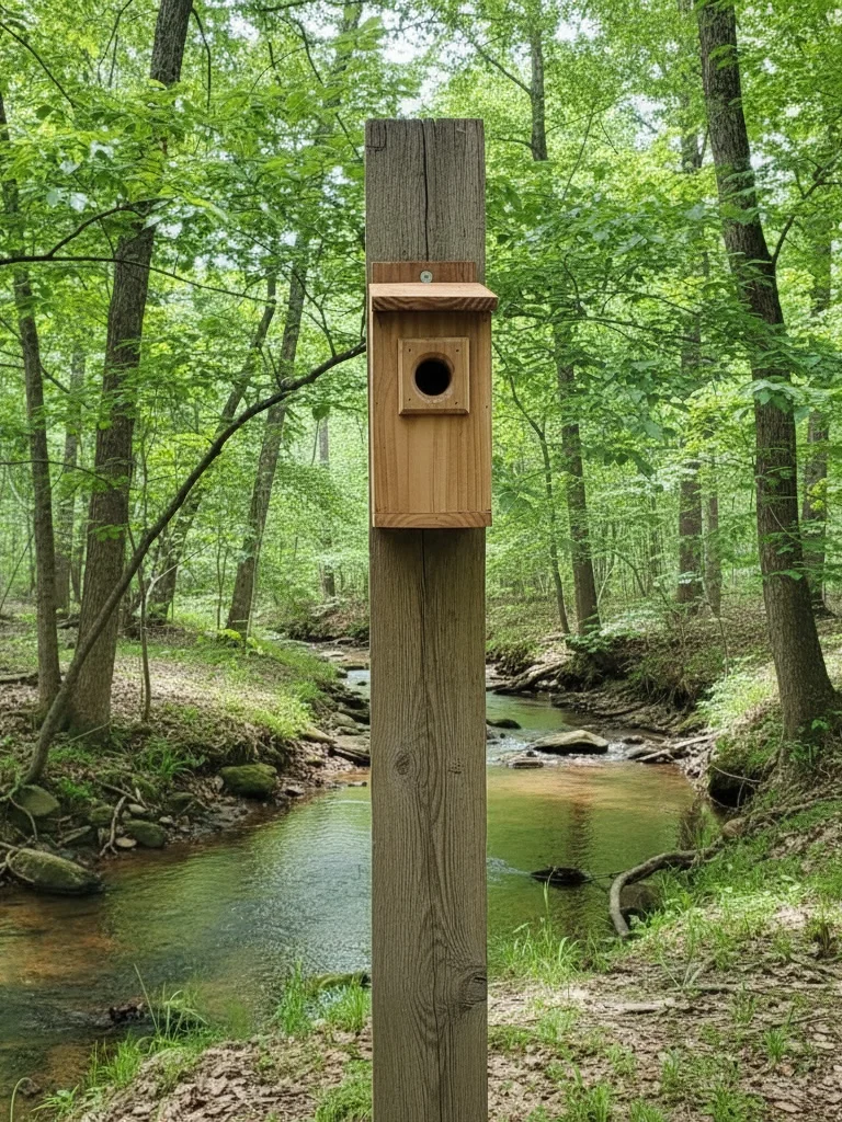 Handmade Cedar Birdhouse – Rear Access – For Bluebirds, Chickadees, or Wrens Squirrel Guard Option, and Waterproof Joinery product image (2)