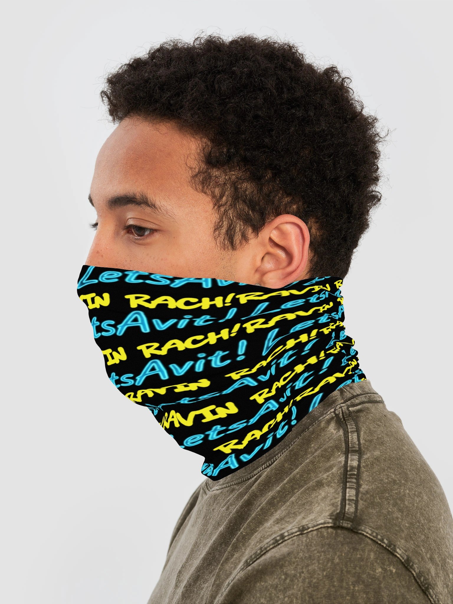 LetsAvit! Ravin Rach! Neon blue Neck Gaiter product image (3)