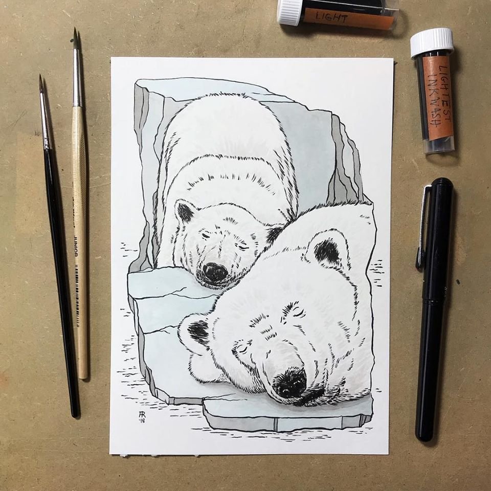 original artwork : tired polar bears product image (1)