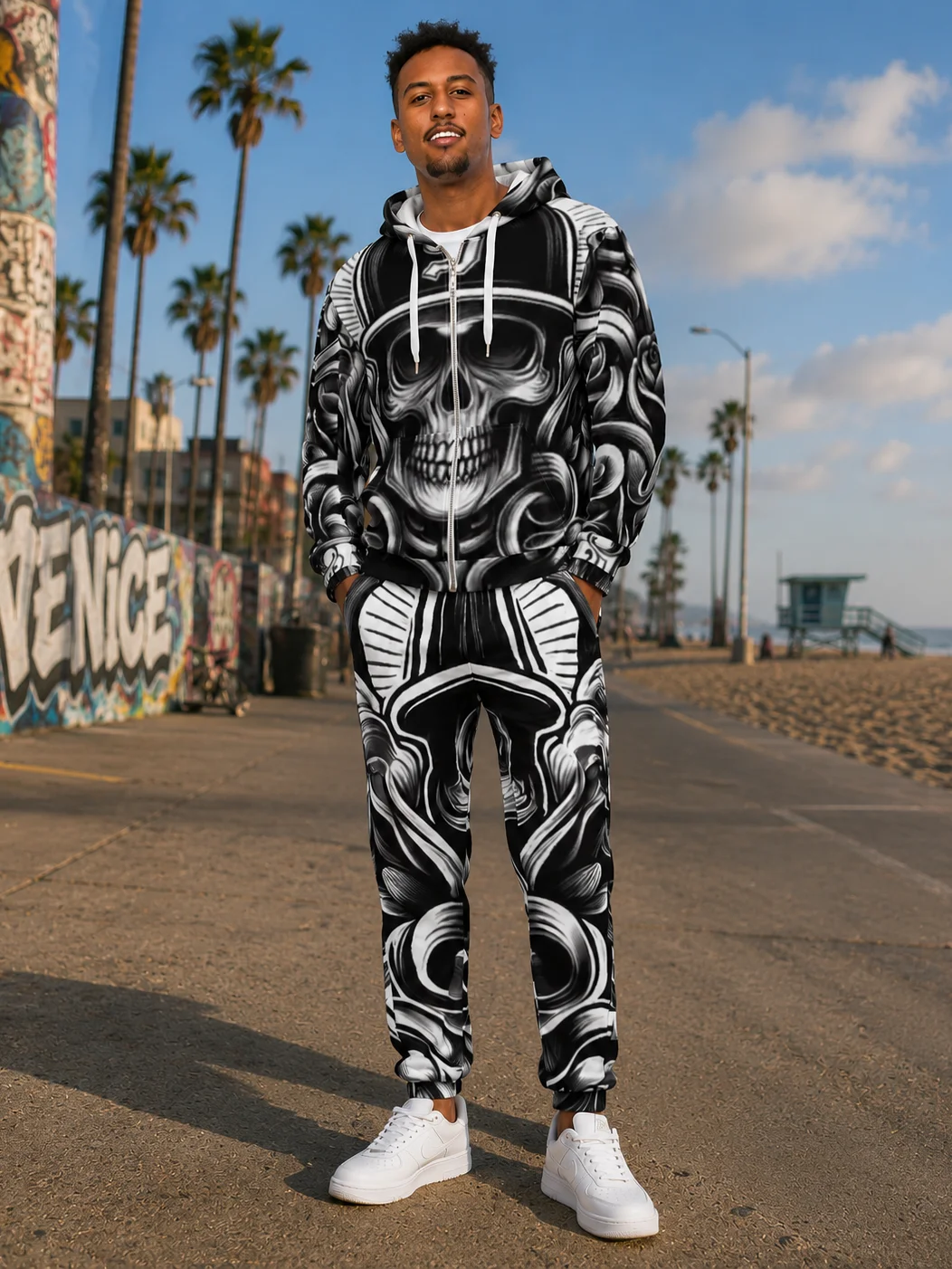 Savage Skull Streetwear Set – Zip Hoodie + Track Pants product image (1)