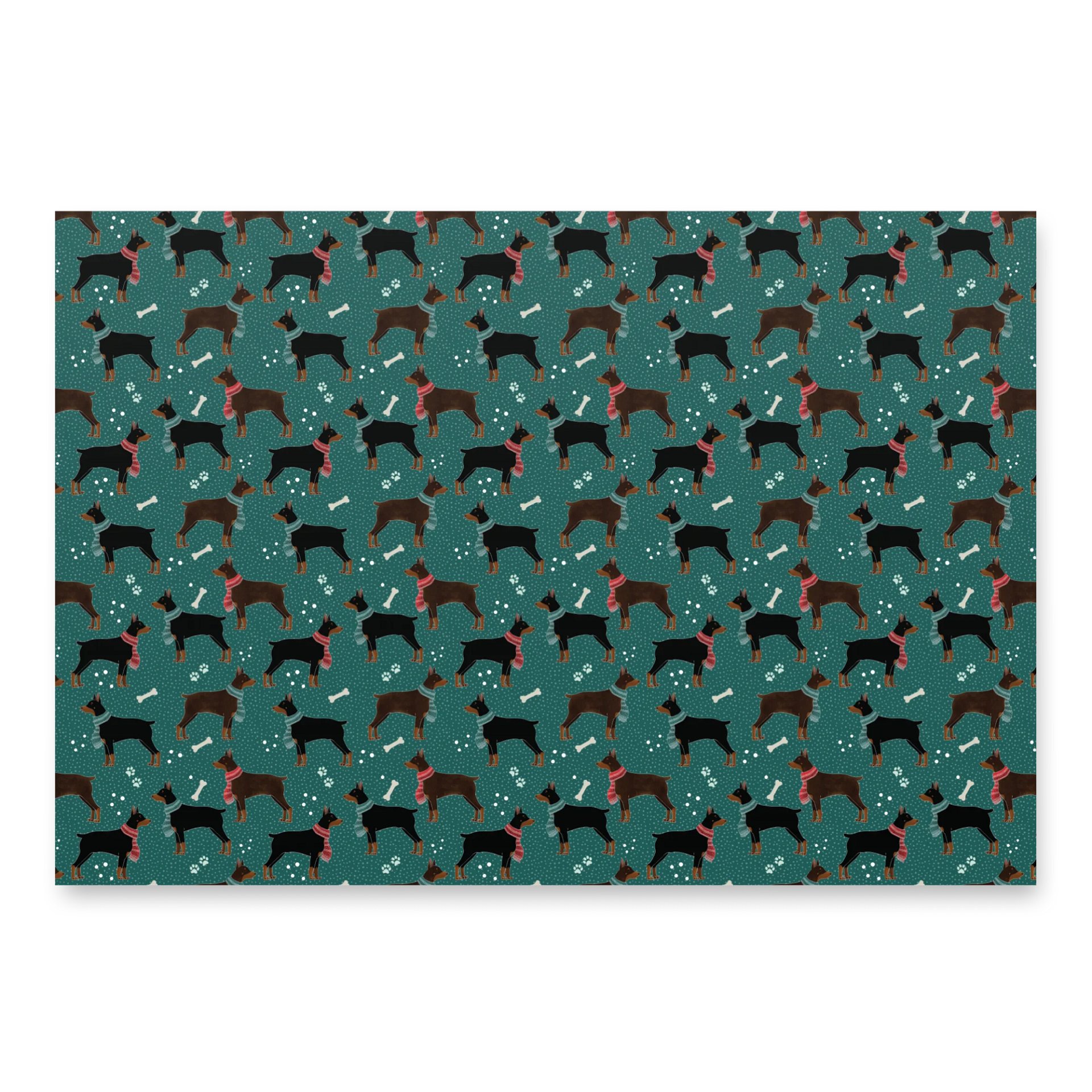 Winter Dobermans in Scarves Pattern Wrapping Paper, 3 Pack product image (4)
