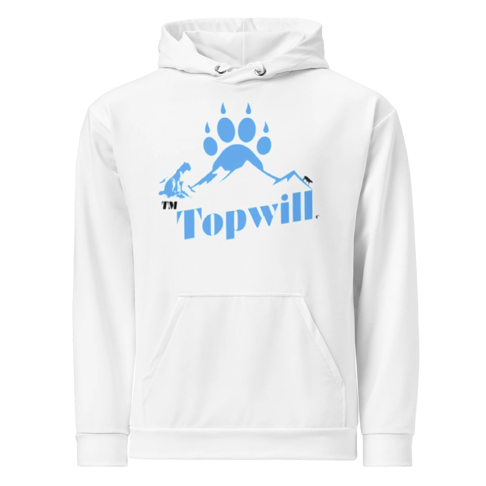 Topwill™ Unisex White & Blue Cotton Hoodie product image (1)