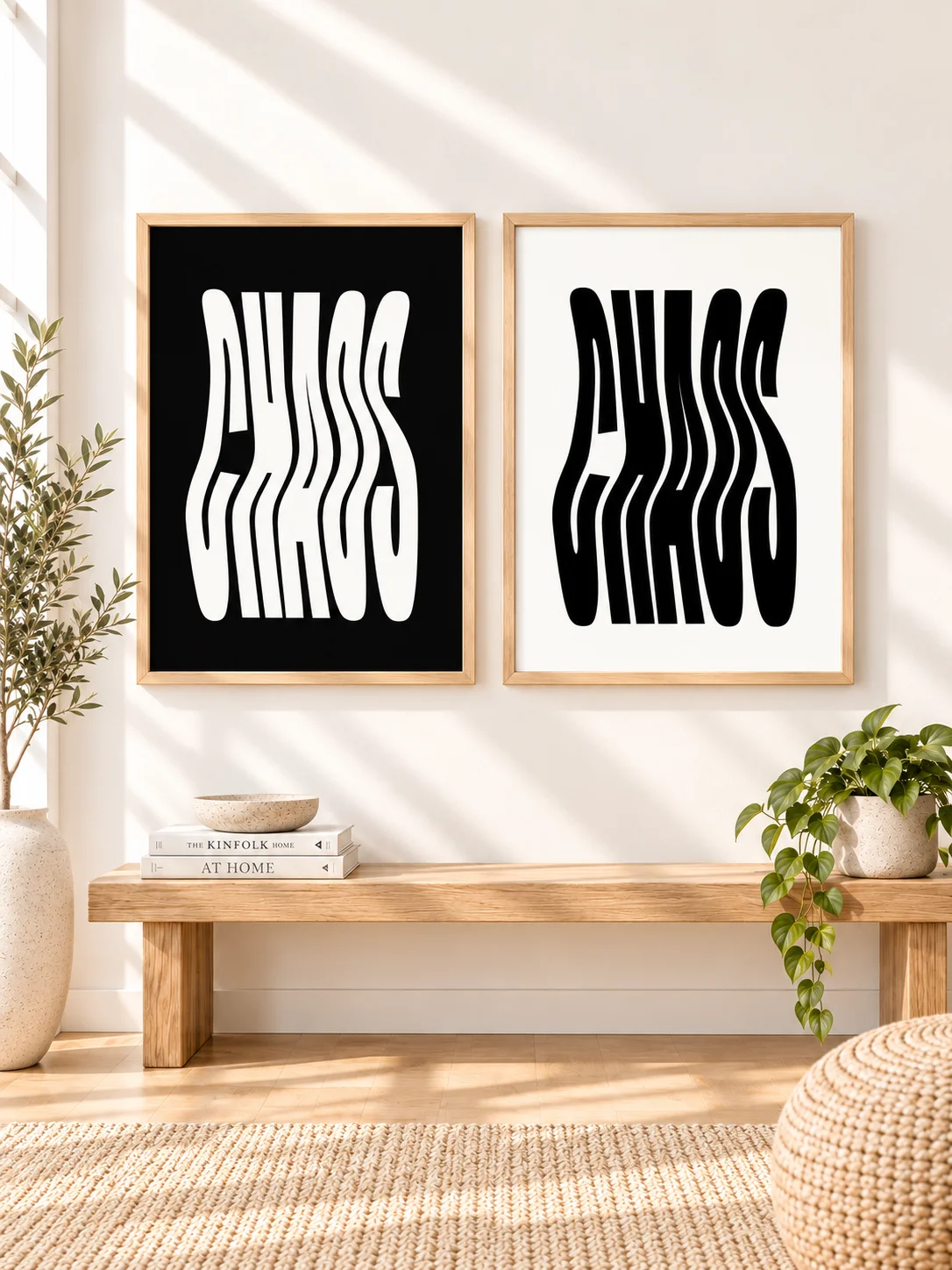 Chaos Typography Poster Black White Wavy Printable Wall Art Retro Monochrome Digital Download Y2K Dorm Decor product image (1)