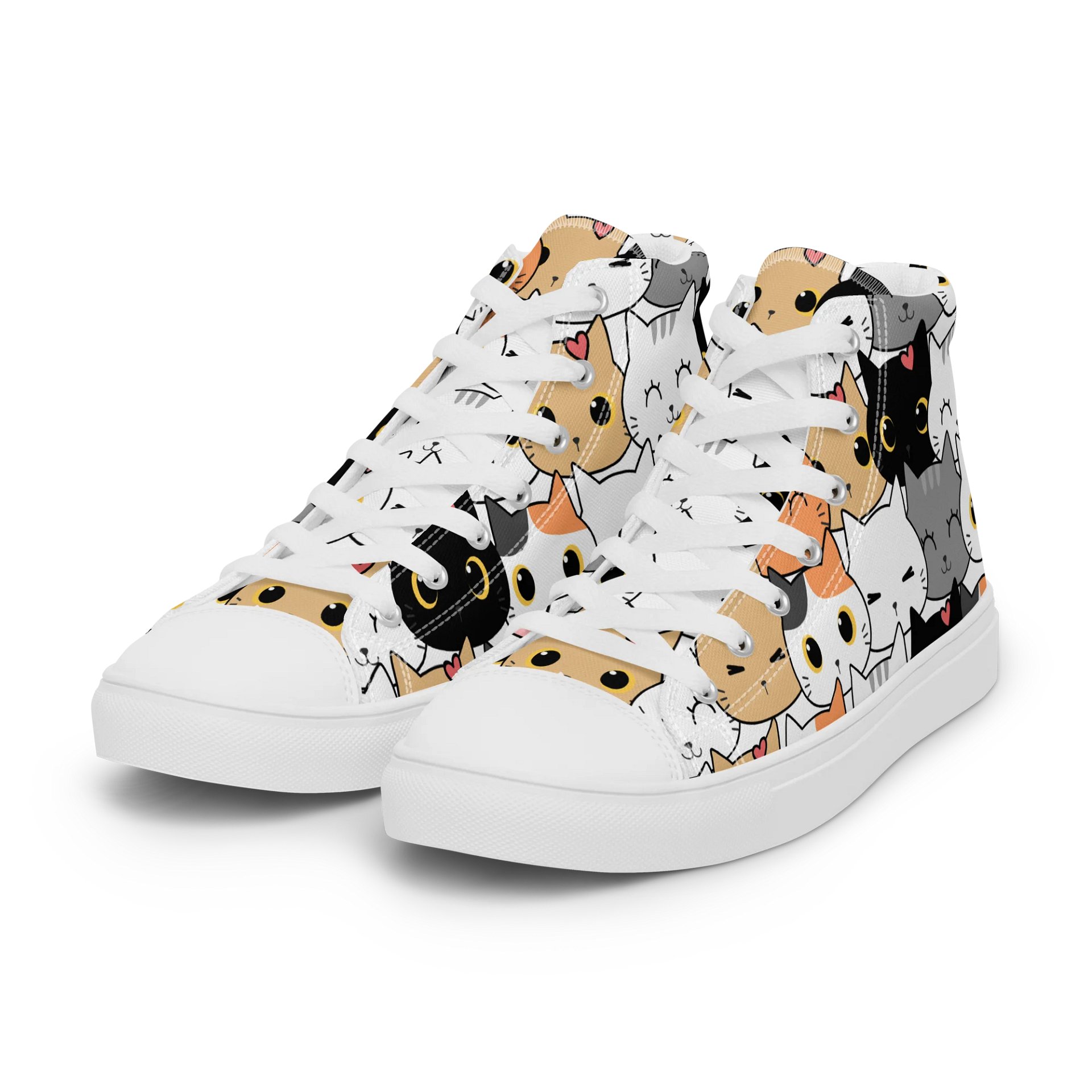 Whimsical Cat Faces High Top Canvas Shoes product image (6)