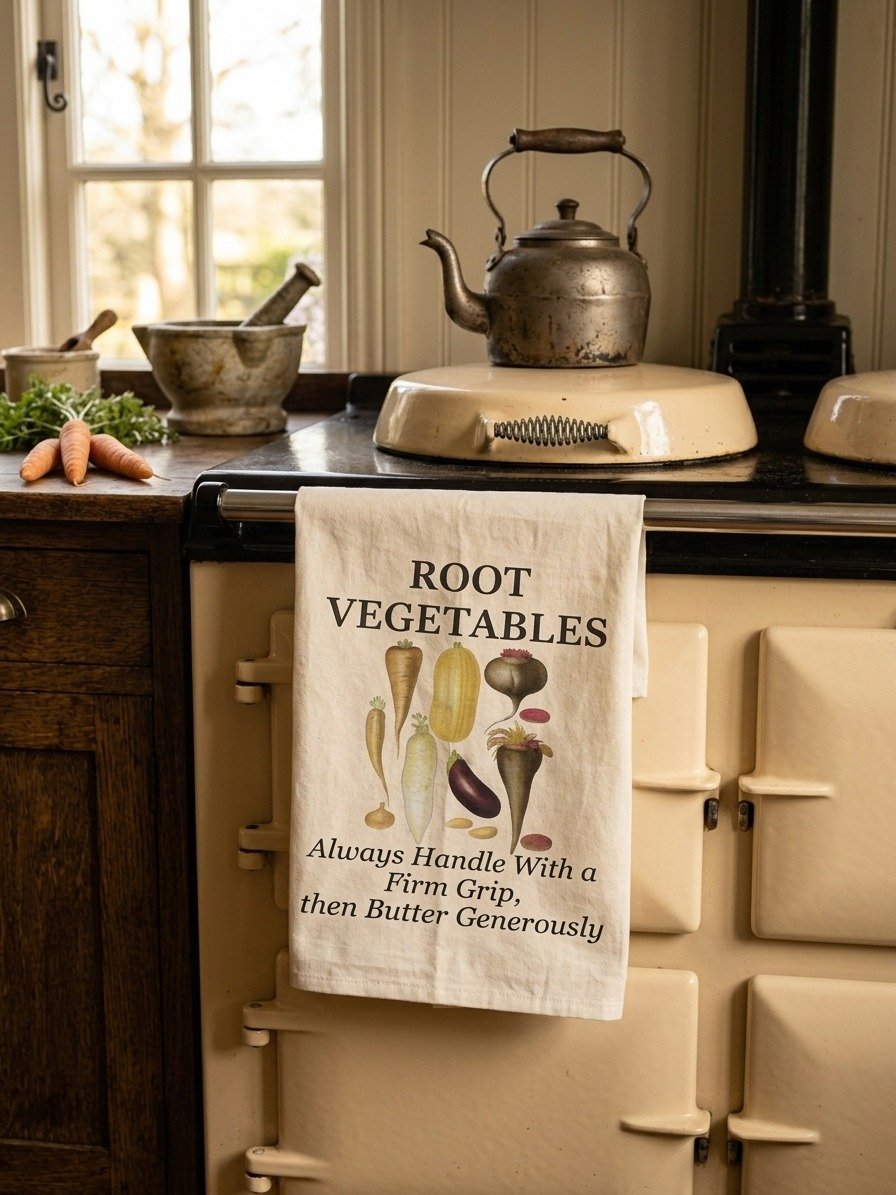 The "Root Vegetables" Botanical Tea Towel product image (1)