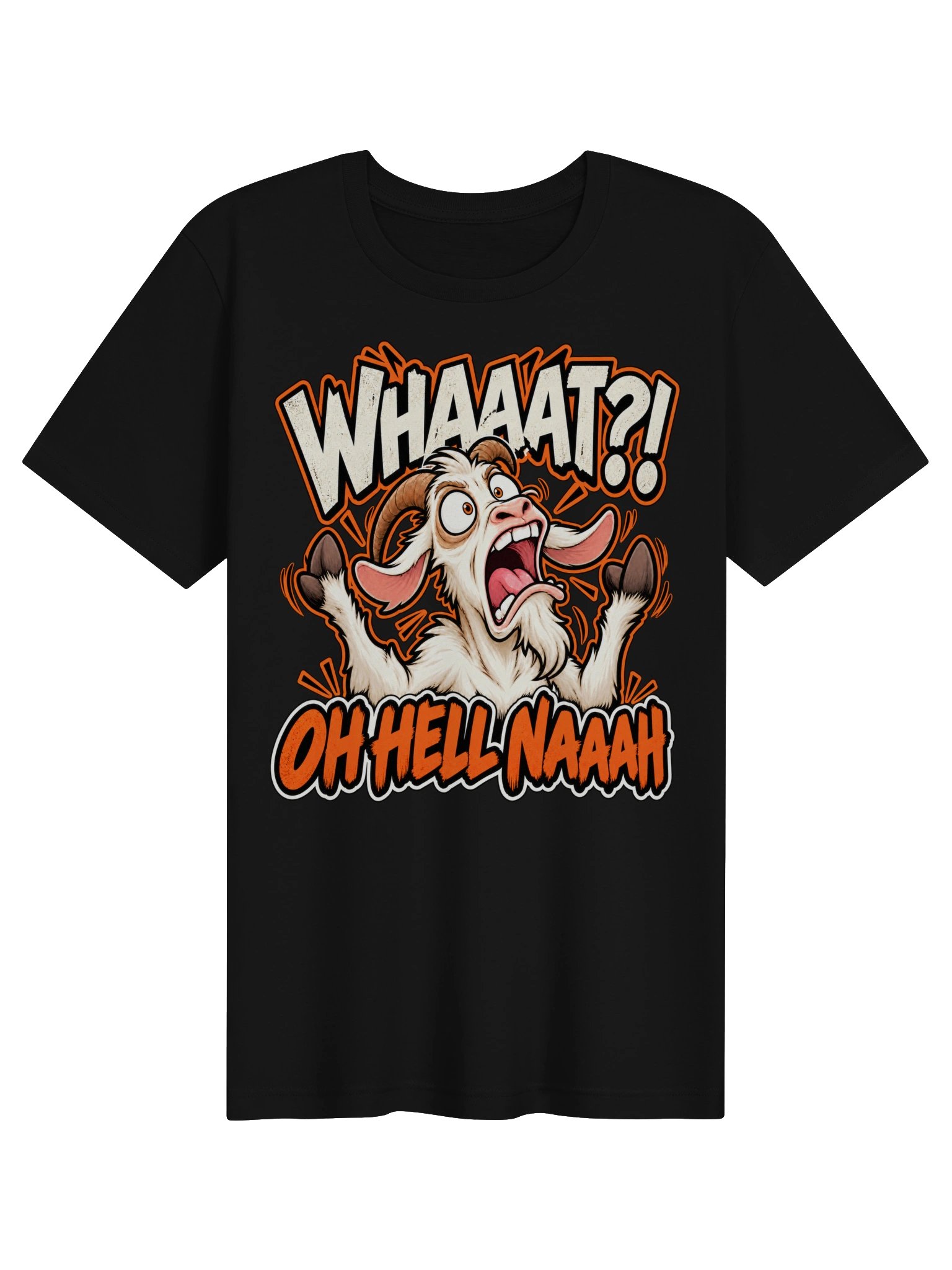 Whaaat?! Oh Hell Naaah – Funny Screaming Goat Graphic Tee product image (1)
