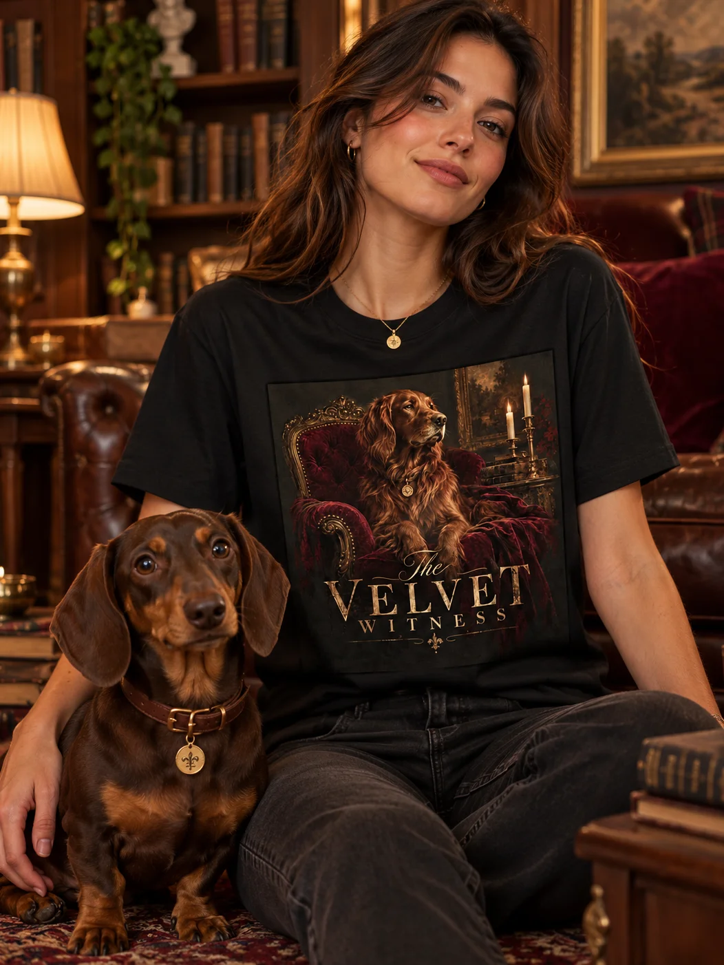 Vintage Dog Portrait T-Shirt – Victorian Style Dog Lover Graphic Tee | The Velvet Witness product image (1)