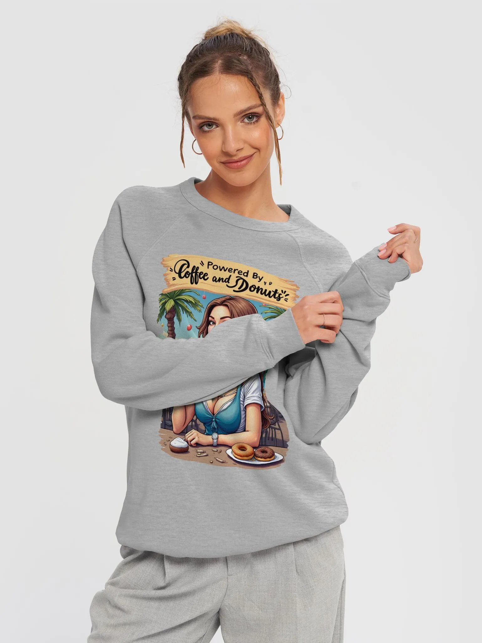 Powered by Coffee and Donuts Vibes Raglan Sweatshirt product image (16)