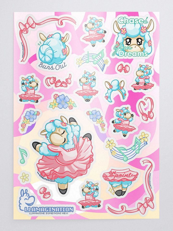 Llama Ballet Sticker Set w/ Background product image (1)