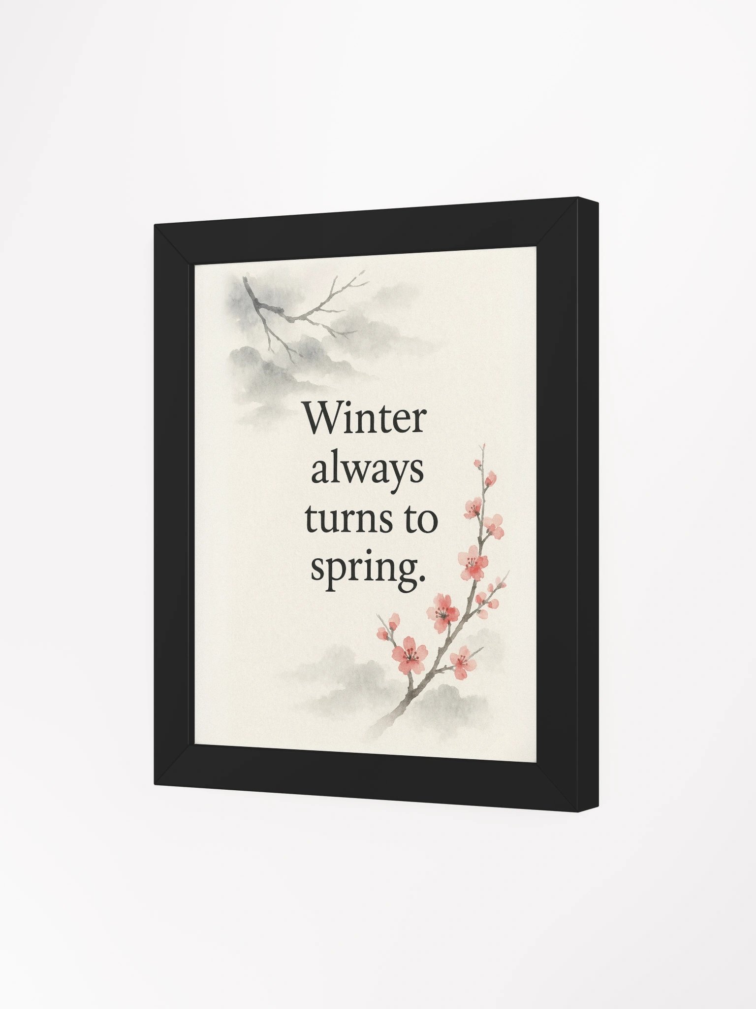 Winter Always Turns to Spring – Nichiren Buddhism Inspirational Wall Art – Japanese Sumi-e Style Print for Home or Altar product image (3)