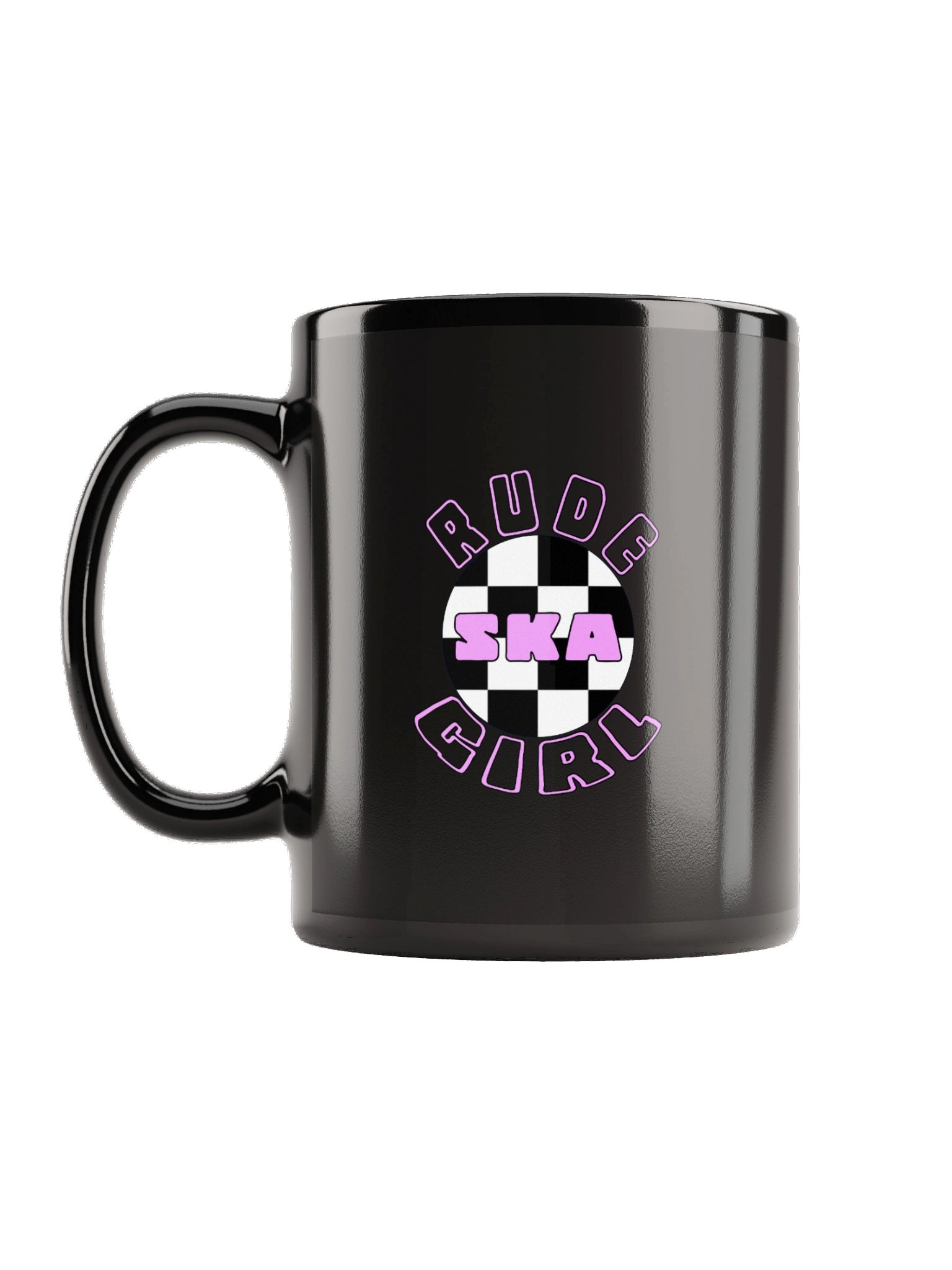 RUDE GIRL SKA Checkerboard Ceramic Mug – Black product image (1)