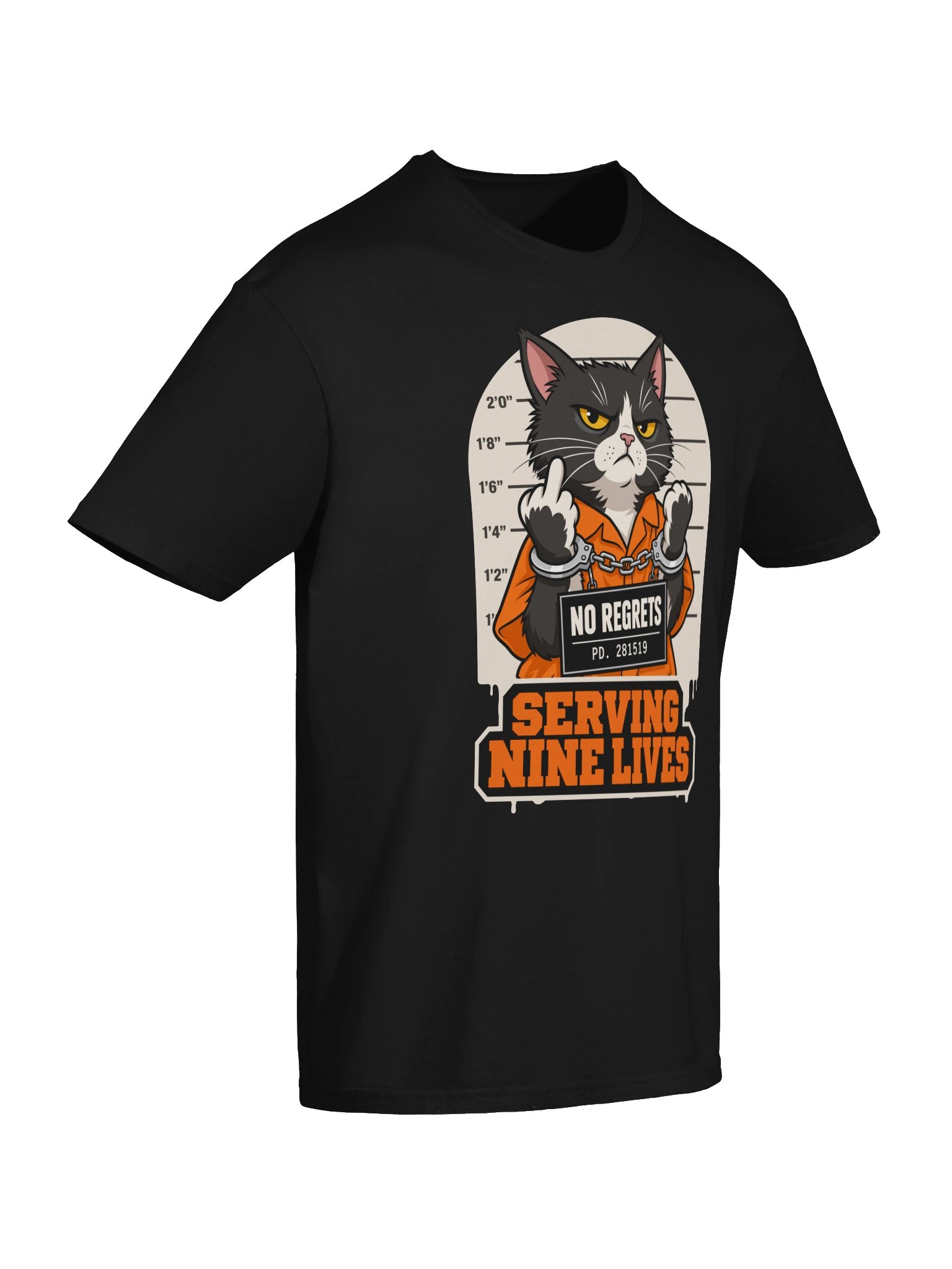 No Regrets, Serving Nine Lives Tuxedo Cat Shirt product image (7)