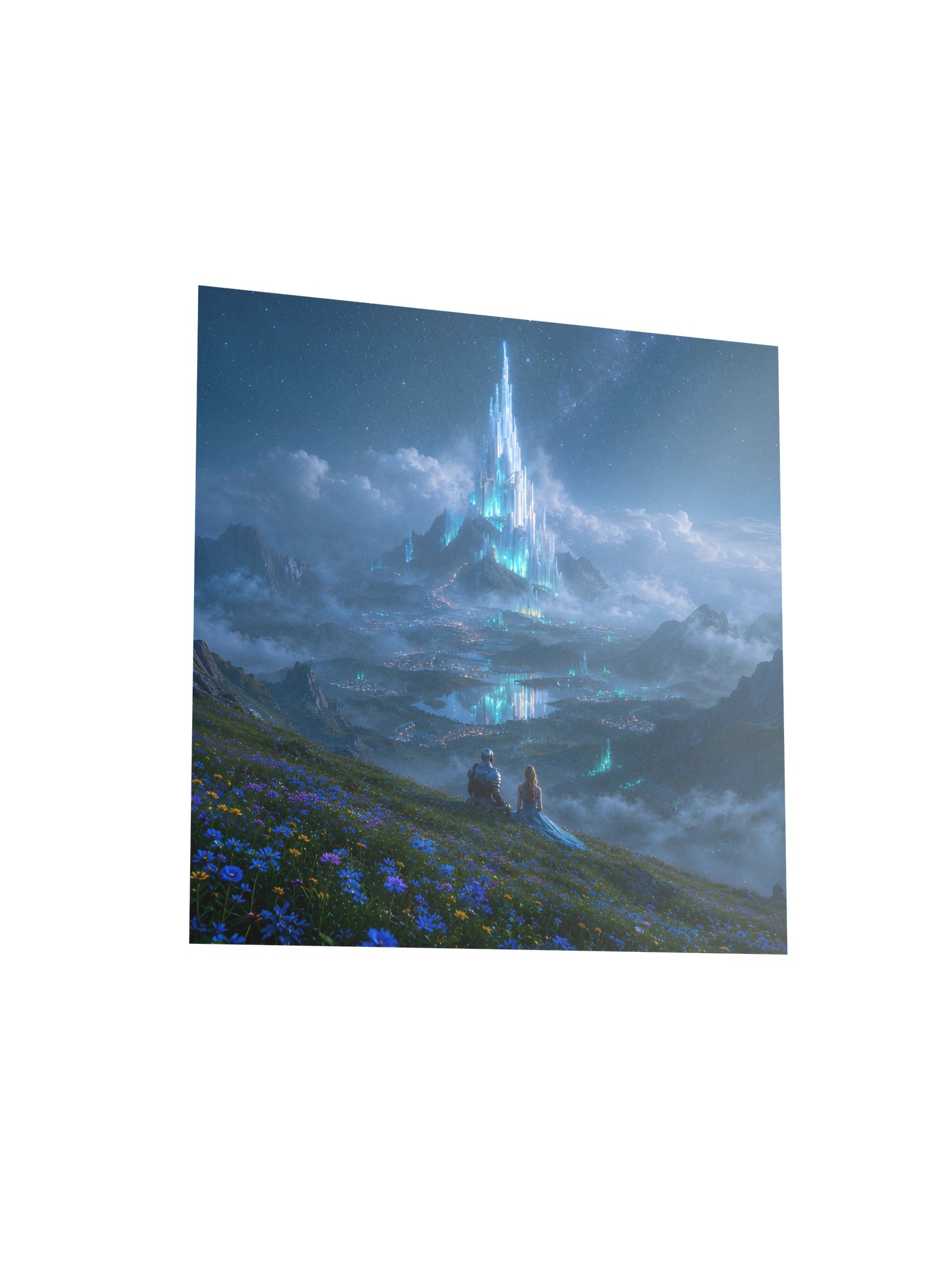 Crystal Citadel 10x10" Square Poster | Fantasy Night Sky Castle Wall Art product image (4)