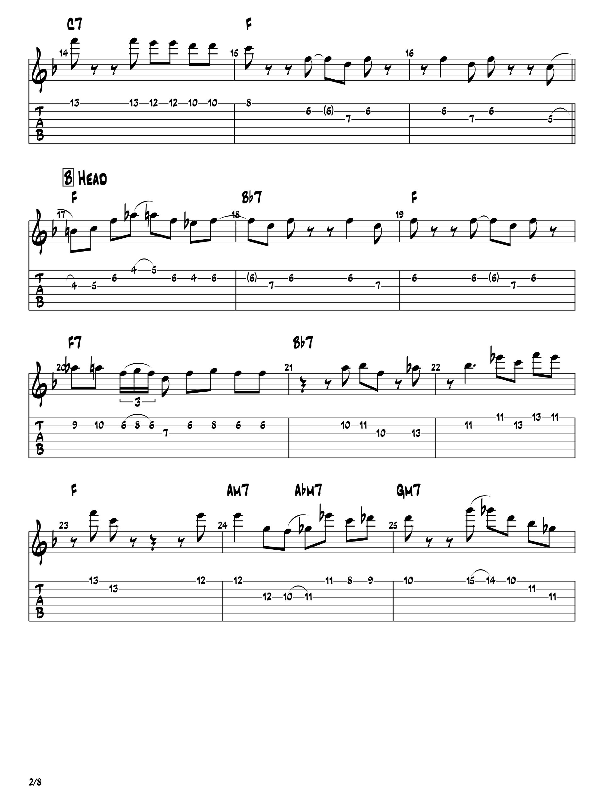 Billie’s Bounce – Guitar Pro File (Charlie Parker Solo) product image (3)