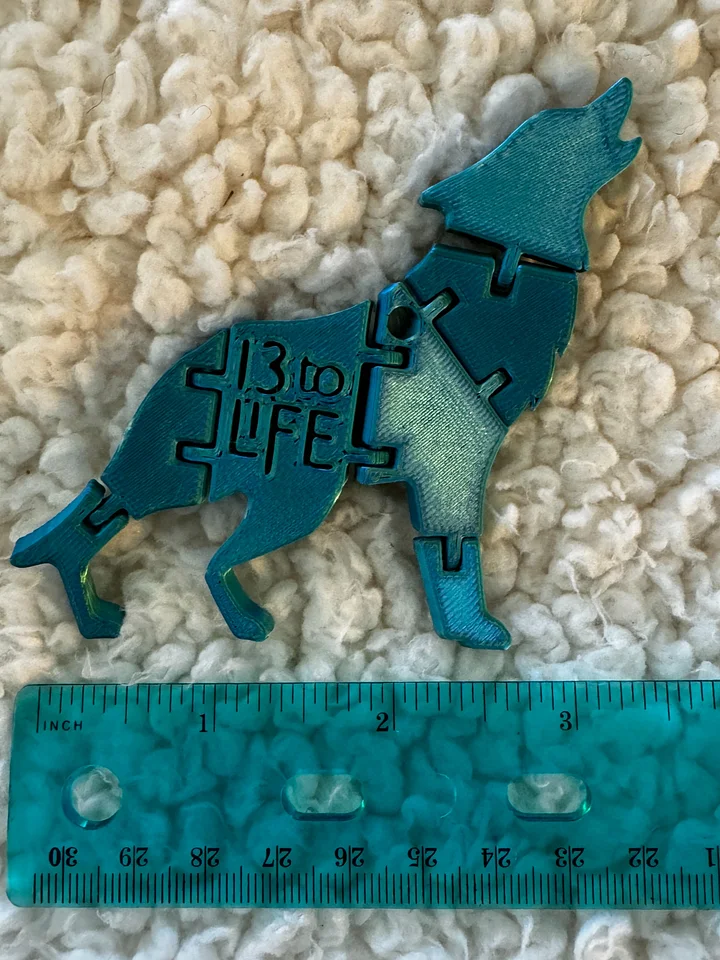 Howling Wolf PLA 3D Printed Flexi — 13 TO LIFE Keychain product image (2)