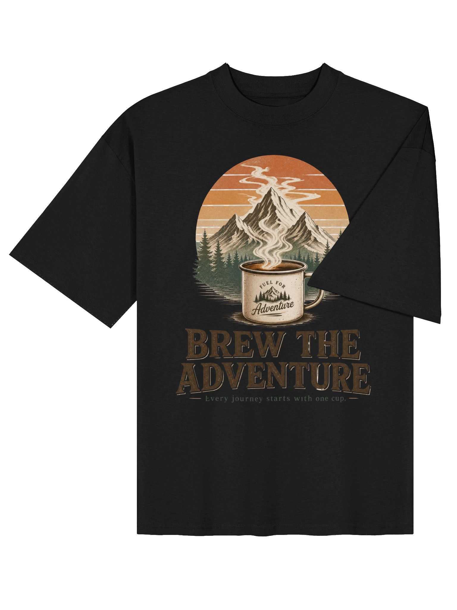BREW THE ADVENTURE Graphic T-Shirt | Premium Outdoor Coffee Shirt | Vintage Camping Tee | Unisex Adventure Streetwear | NOVYRRA product image (4)