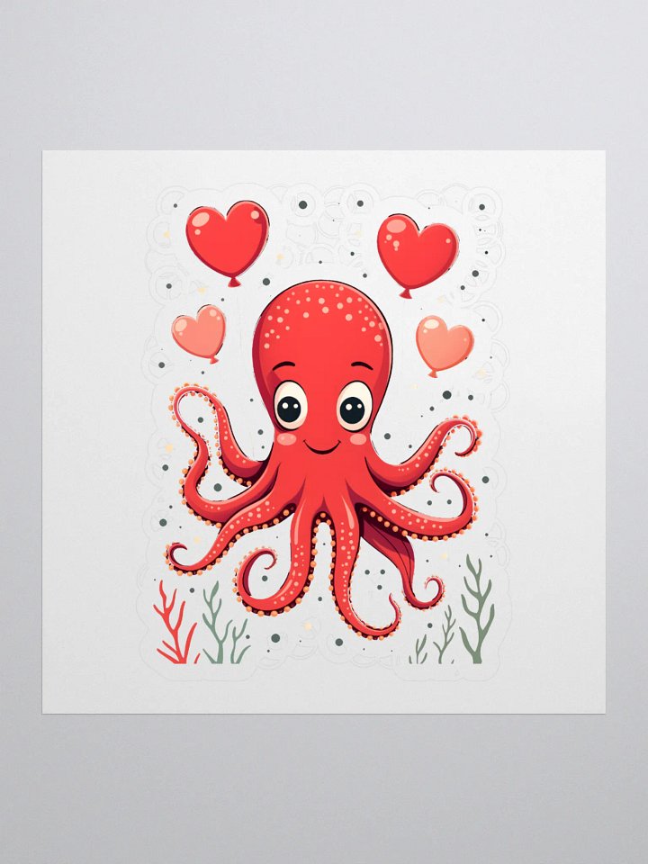 Cheerful Octopus-Hearts Balloons Stickers product image (1)