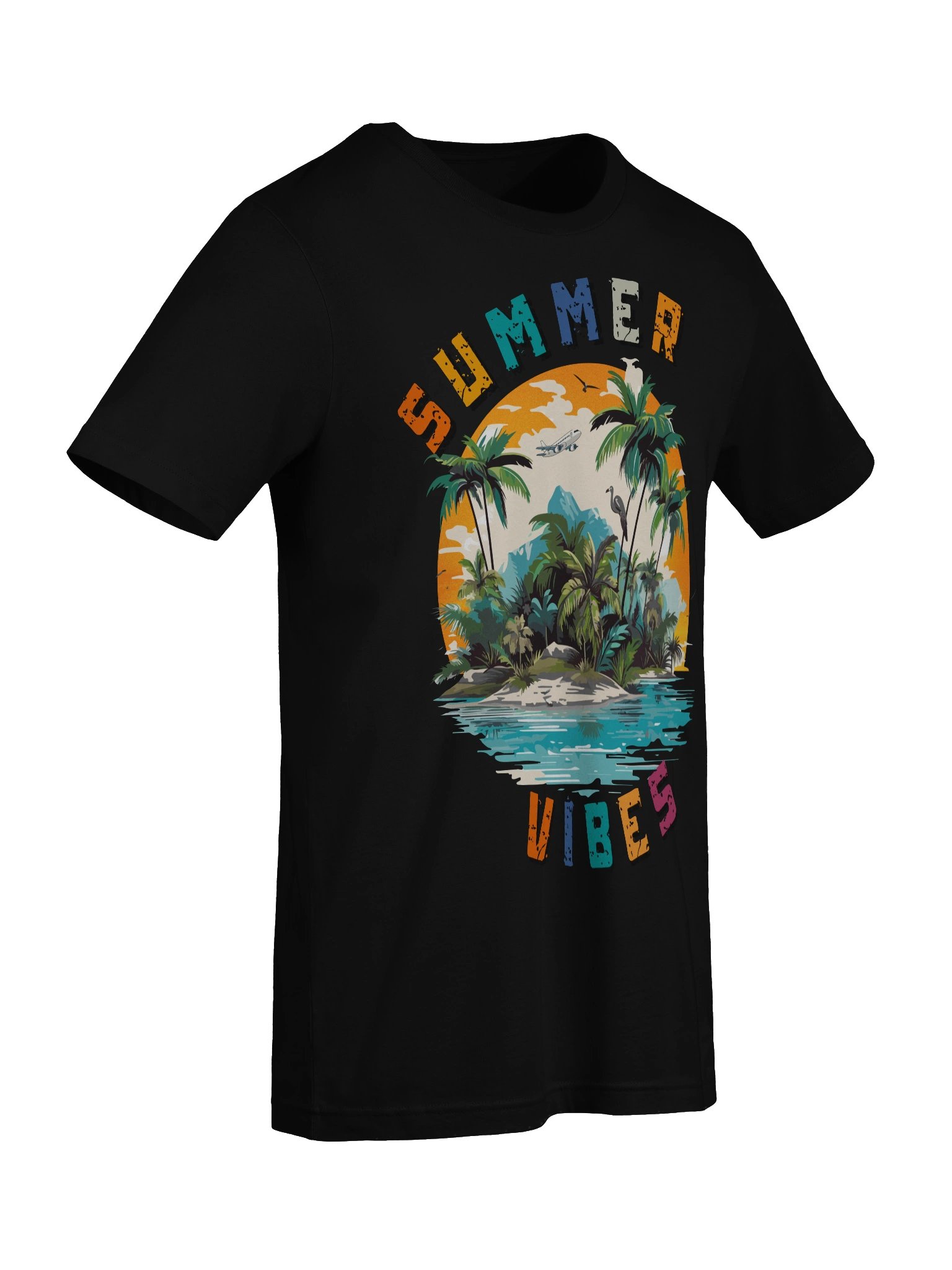 Summer Vibes Tropical Graphic T-Shirt for Women | Beach Sunset Palm Tree Aesthetic Tee | Cute Vacation Shirt product image (9)