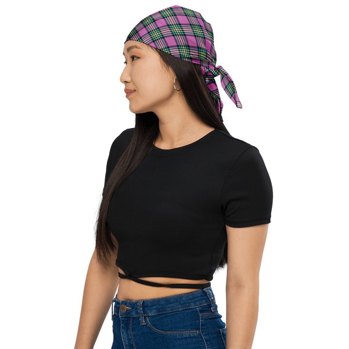Purple and Turquoise Plaid Bandana product image (1)