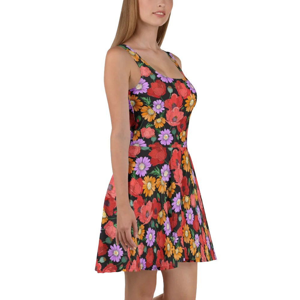 Women’s Floral Dress – Bold Poppy & Daisy Print A-Line Sundress product image (3)