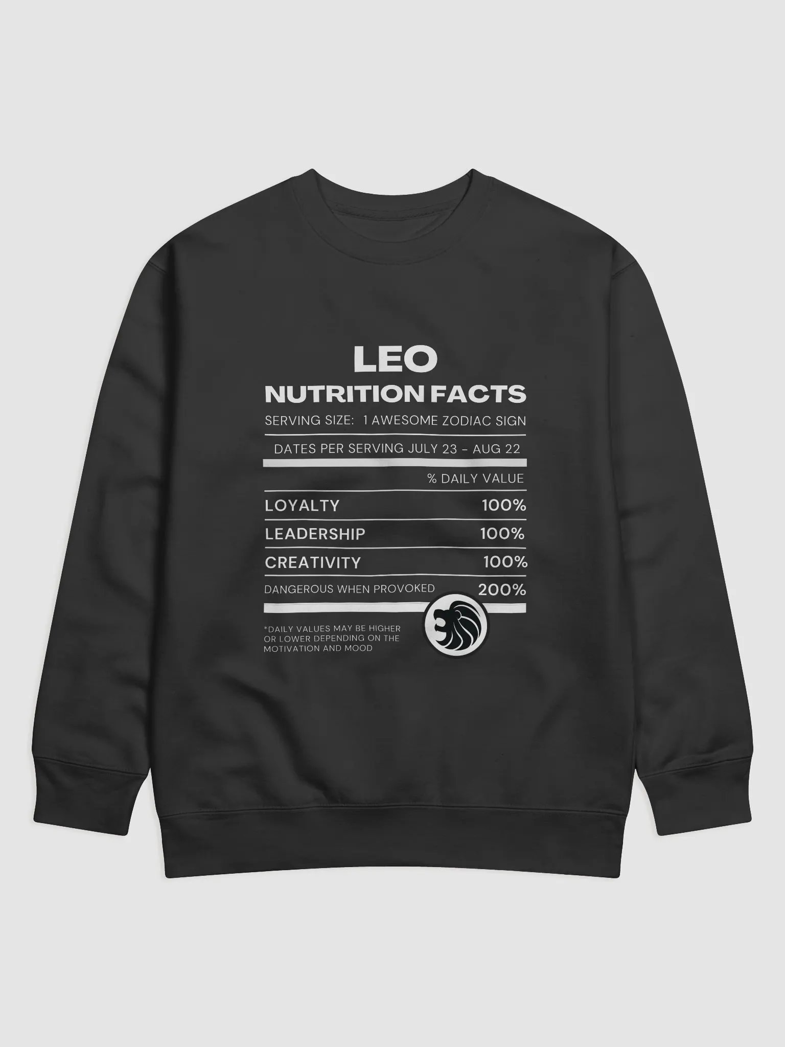 Leo Nutrition Facts Sweatshirt product image (2)