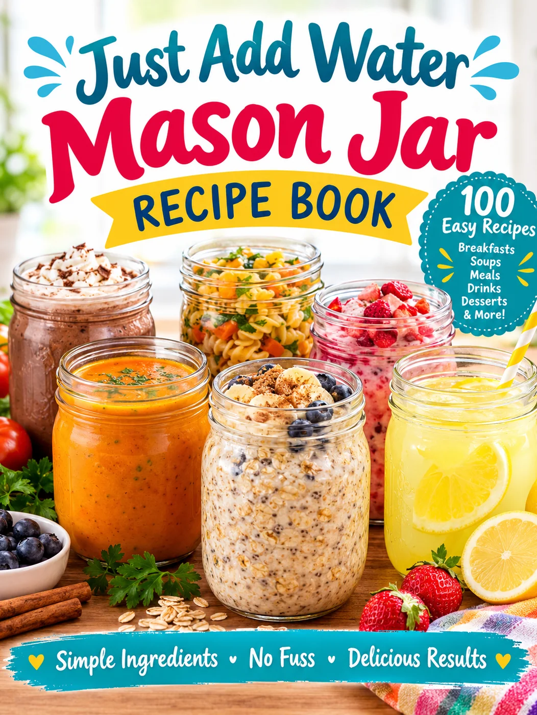 Just Add Water Mason Jar Recipe Book: 100 Easy Recipes for Simple Meals, Cozy Drinks, and Delicious Desserts product image (1)