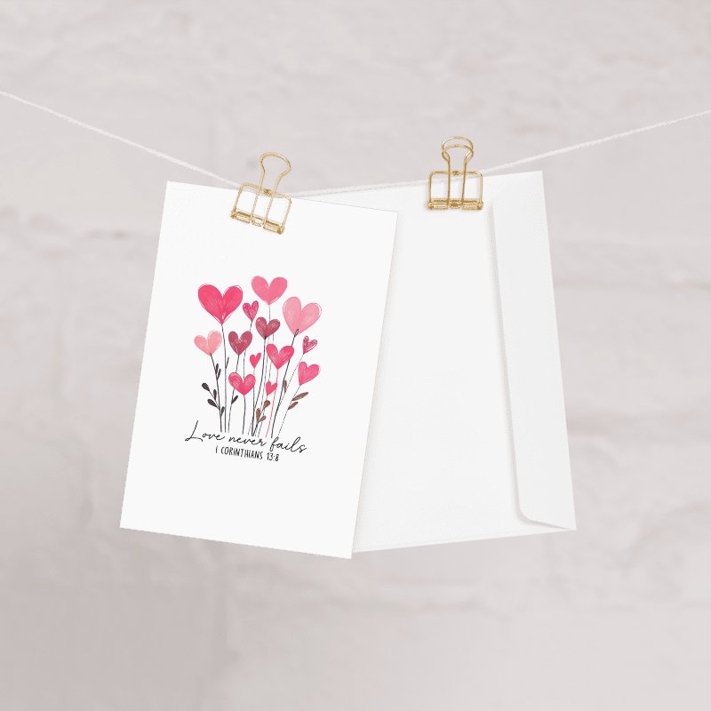 “Love Never Fails” Greeting Card — 1 Corinthians 13:8 product image (1)