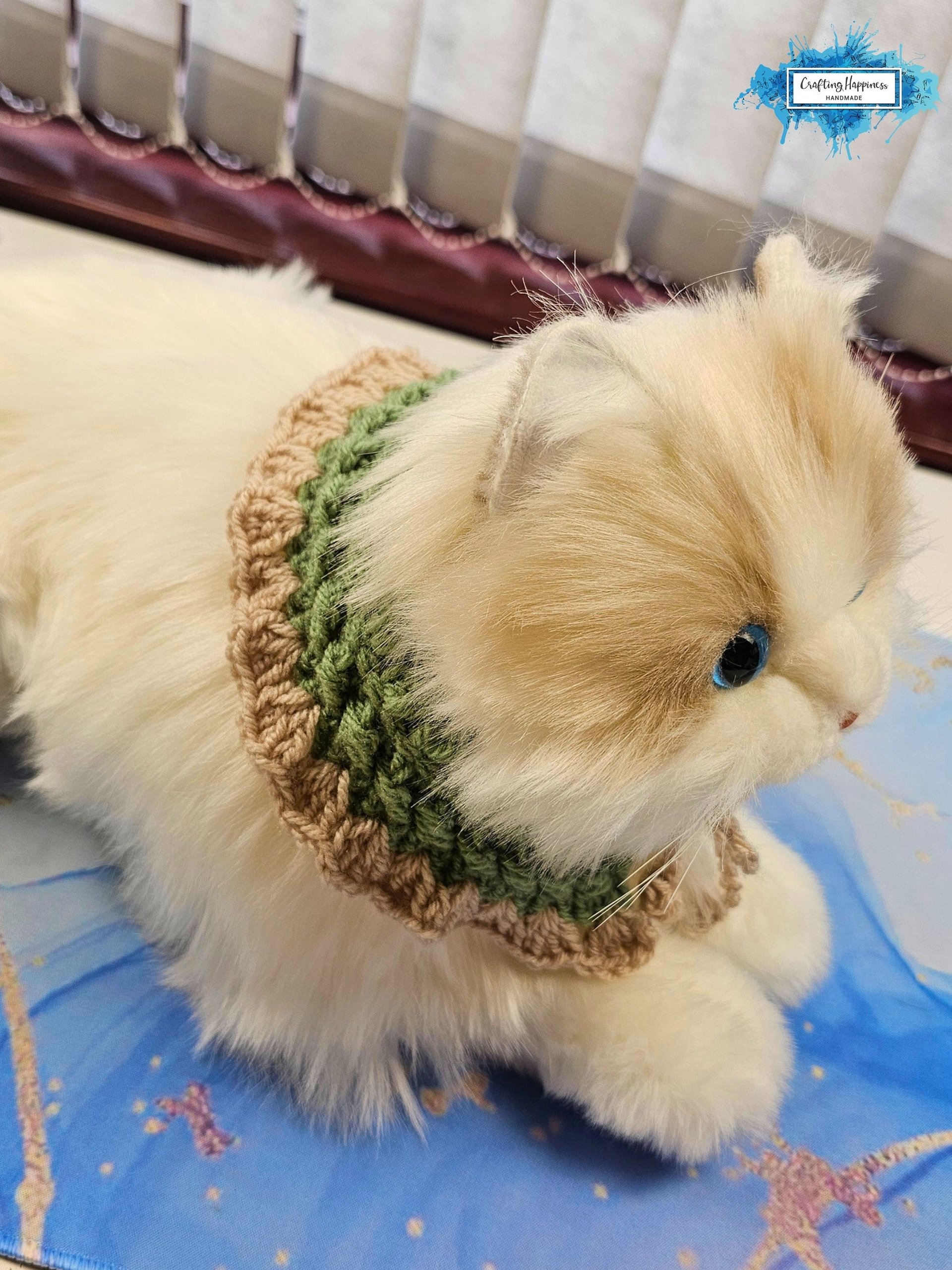 PATTERN + VIDEO | Ruffle Cat Collar Crochet Pattern PDF | Adjustable Cat Accessory | Moon Fern Stitch | Scrap Yarn Project product image (7)