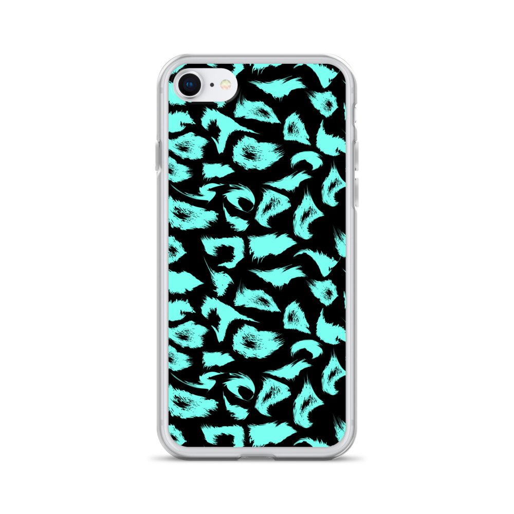 Sleek Teal Clear iPhone Case with Bold Leopard Print product image (1)