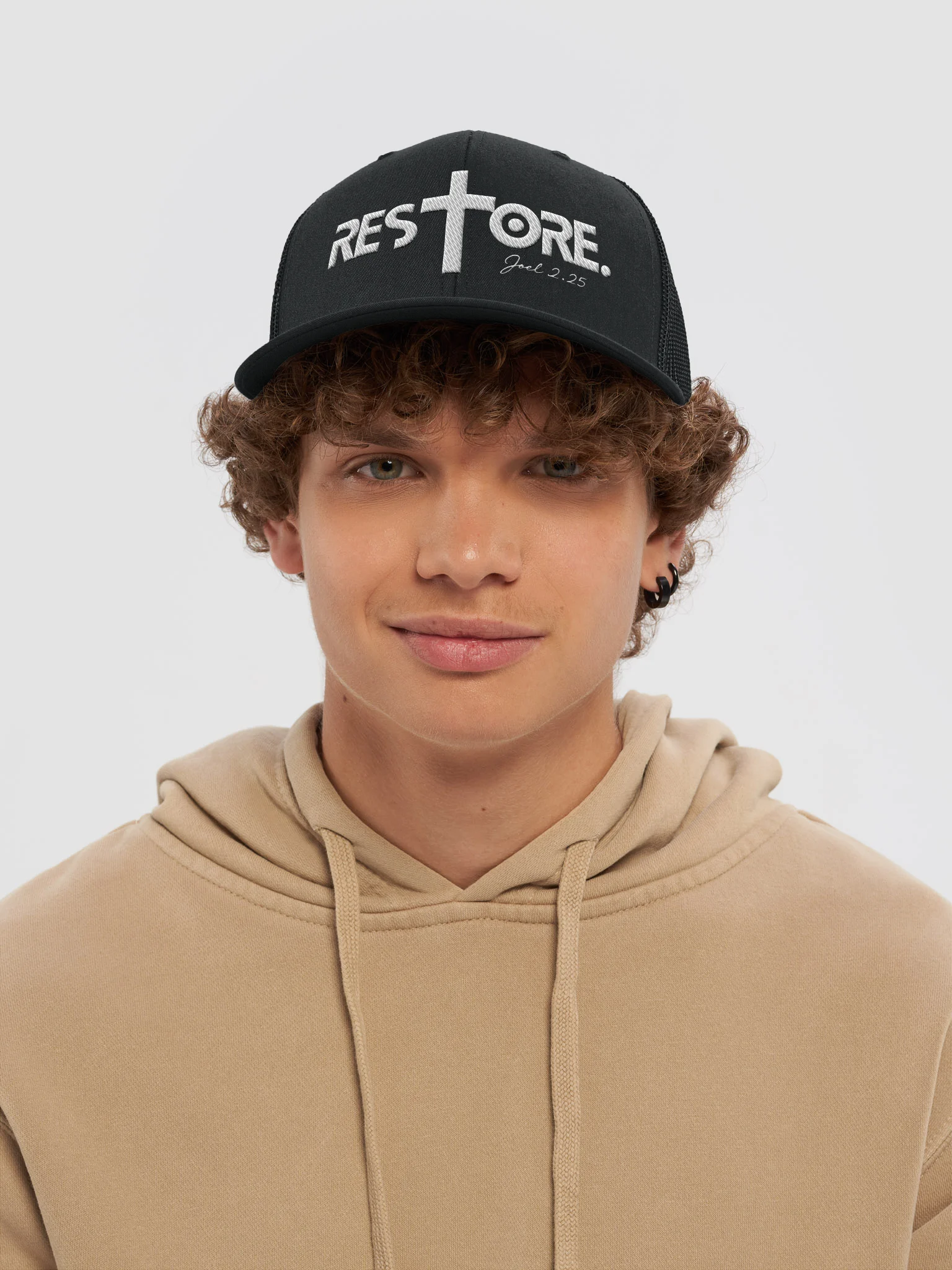 RESTORE™ Trucker Hat | Joel 2:25 Christian Snapback | Faith-Inspired Mesh Cap | Scripture Apparel product image (32)