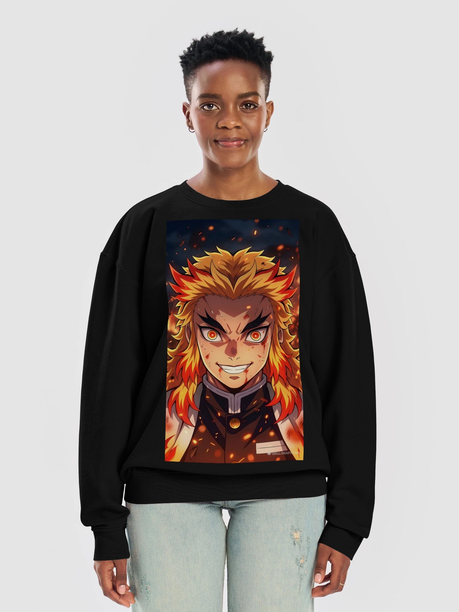 Fiery Anime Warrior Crewneck Sweatshirt product image (9)