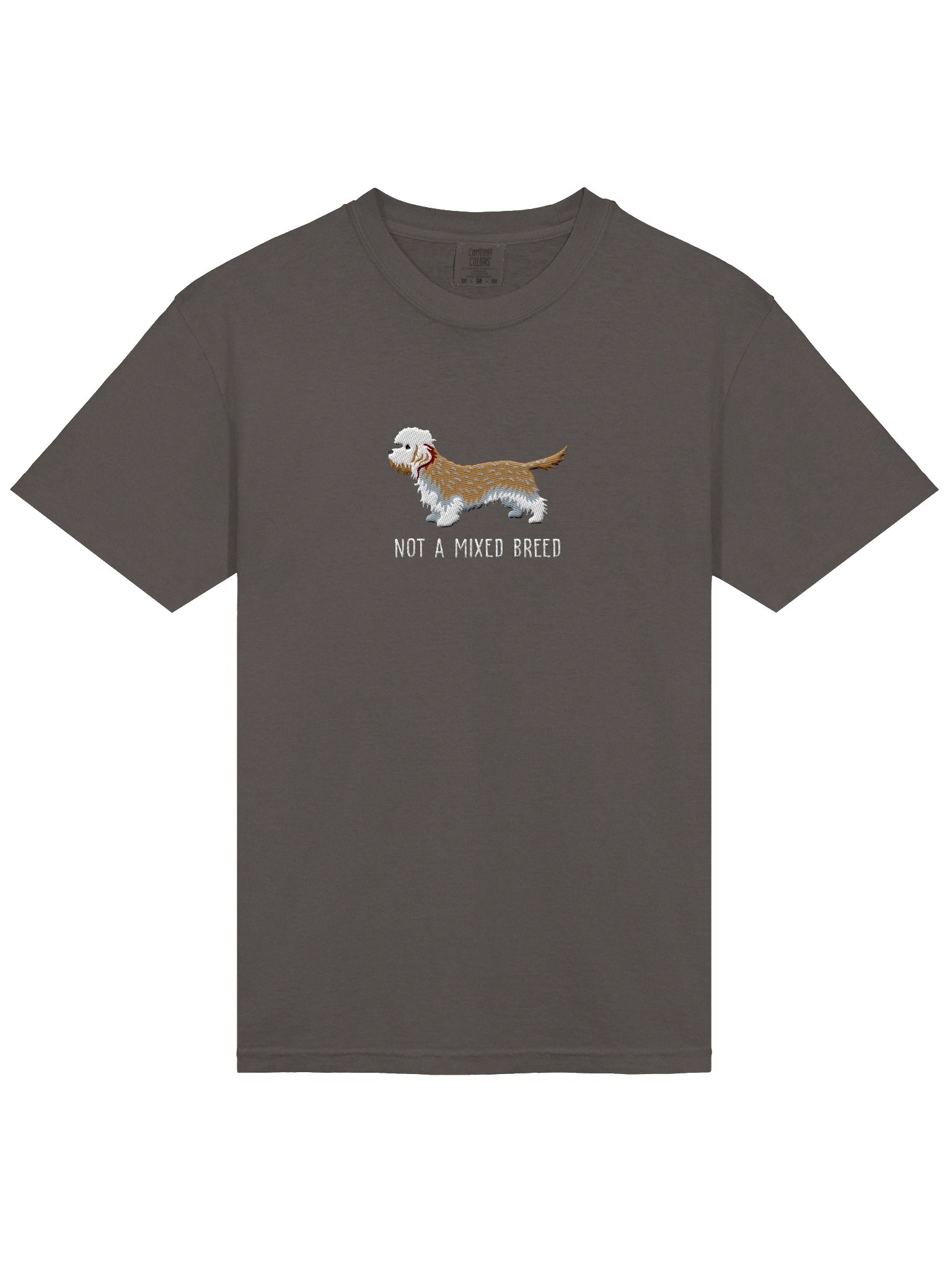 Not a Mixed Breed T-Shirt(Embroidered) of a Dandie Dinmont Terrier(Mustard) product image (6)