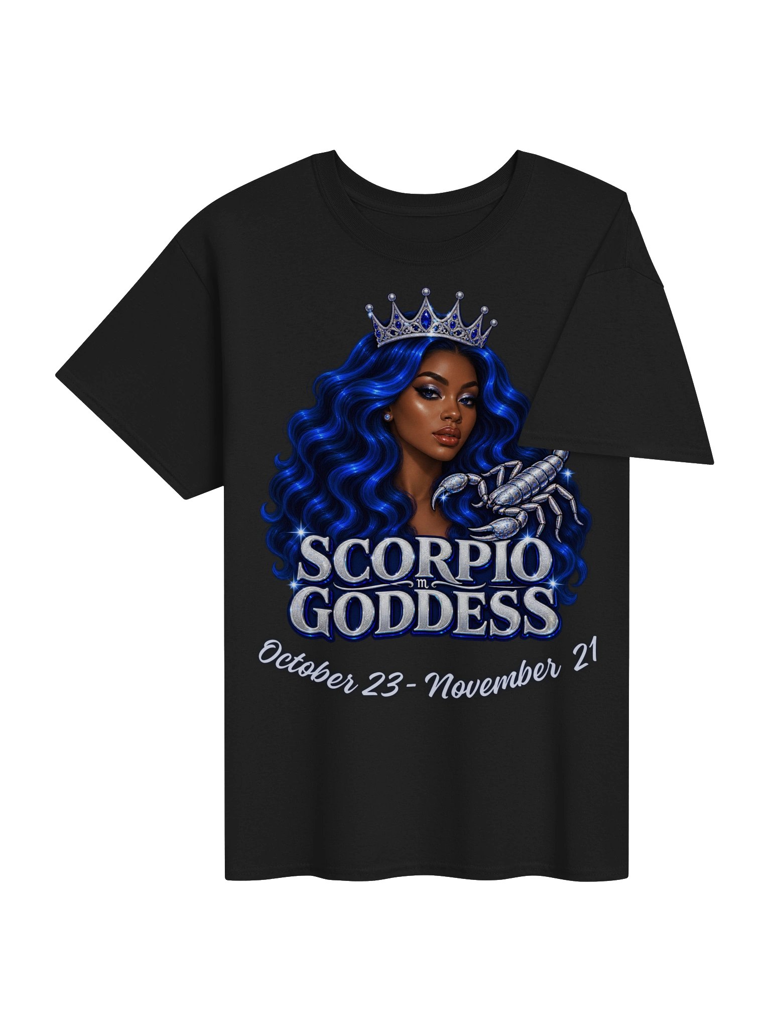 Scorpio Goddess Blue Hair Zodiac Tee product image (29)