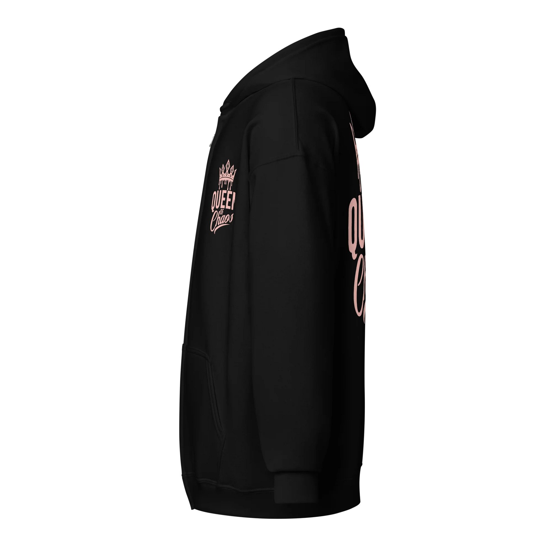 Queen of Chaos Zippered Hoodie (Pink Text) product image (3)