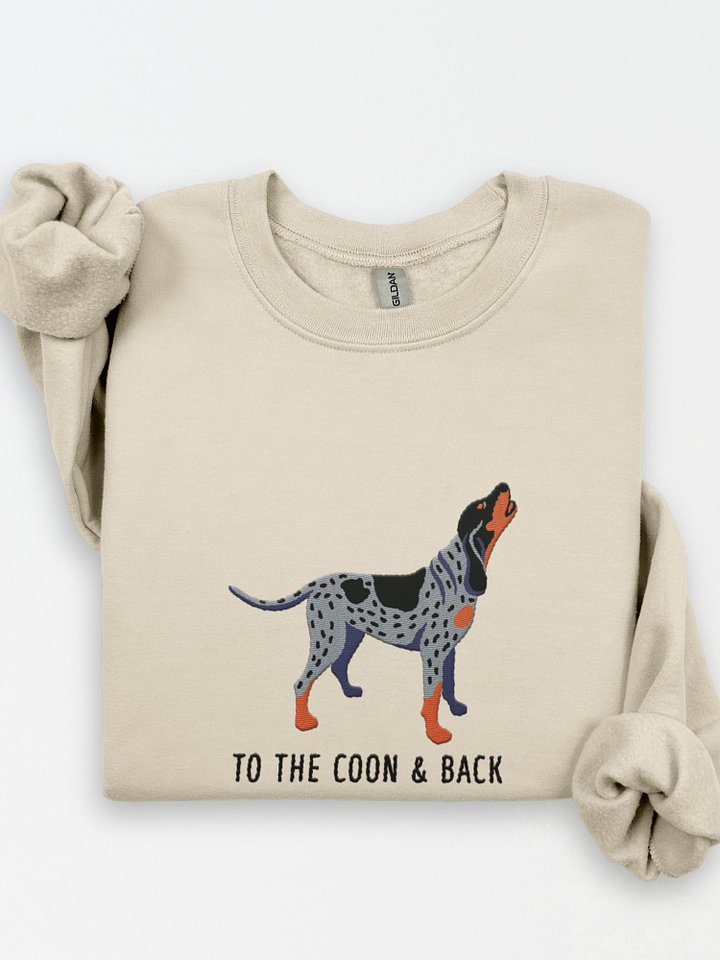 To the Coon & Back Sweatshirt (Embroidered) of a Bluetick Coonhound product image (1)