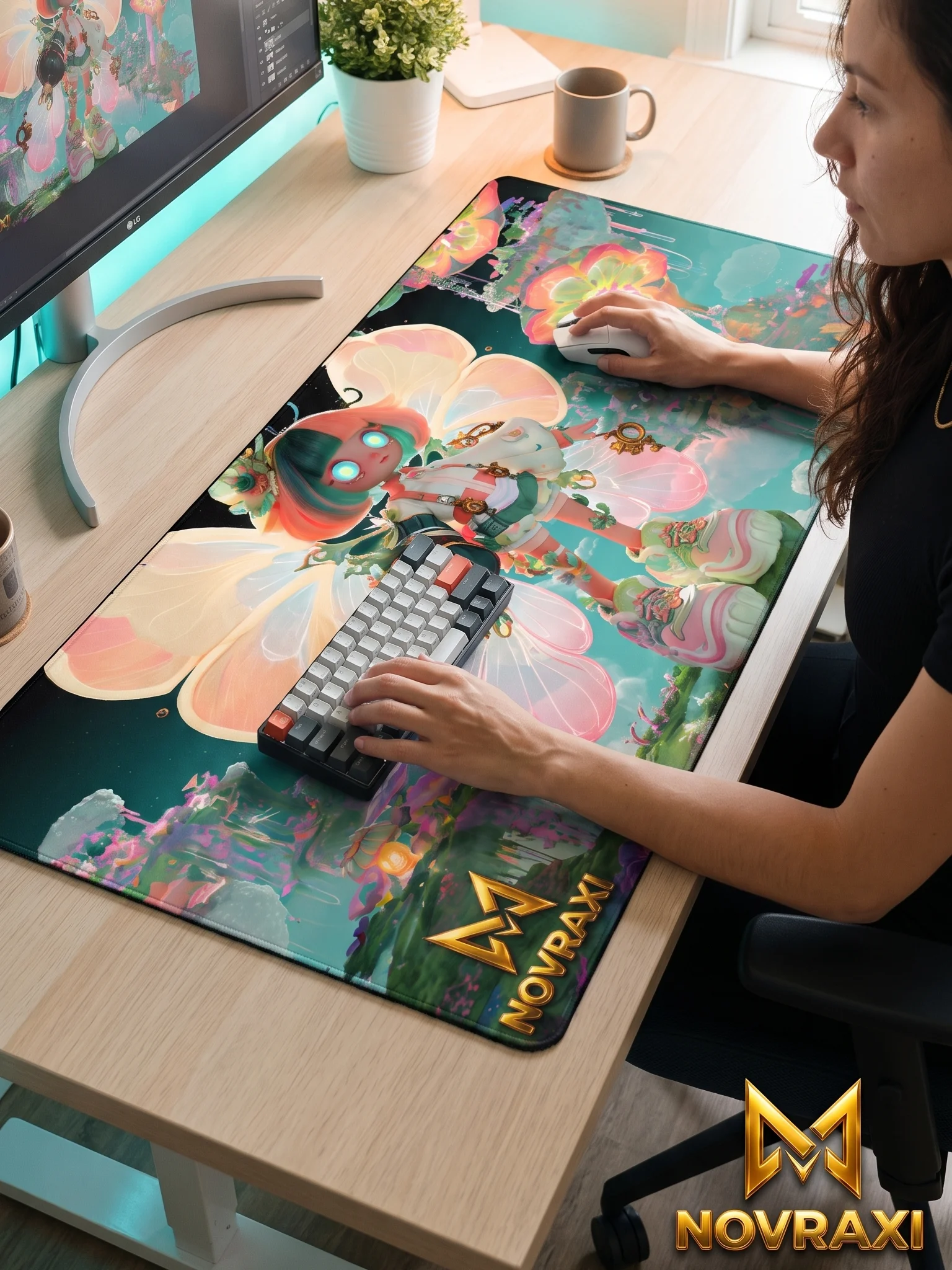 Dreamsprout × Cloud Bloom Keeper | XL Gaming Desk Mat product image (1)