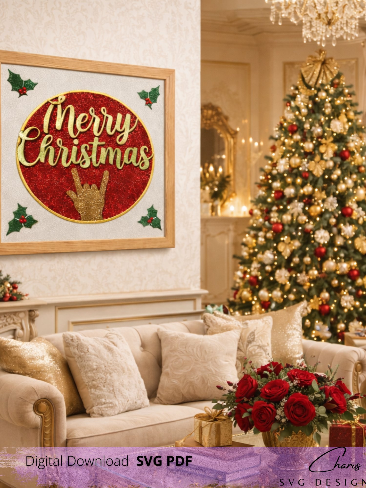 3D ASL Merry Christmas SVG Layered Shadow Box Design product image (8)