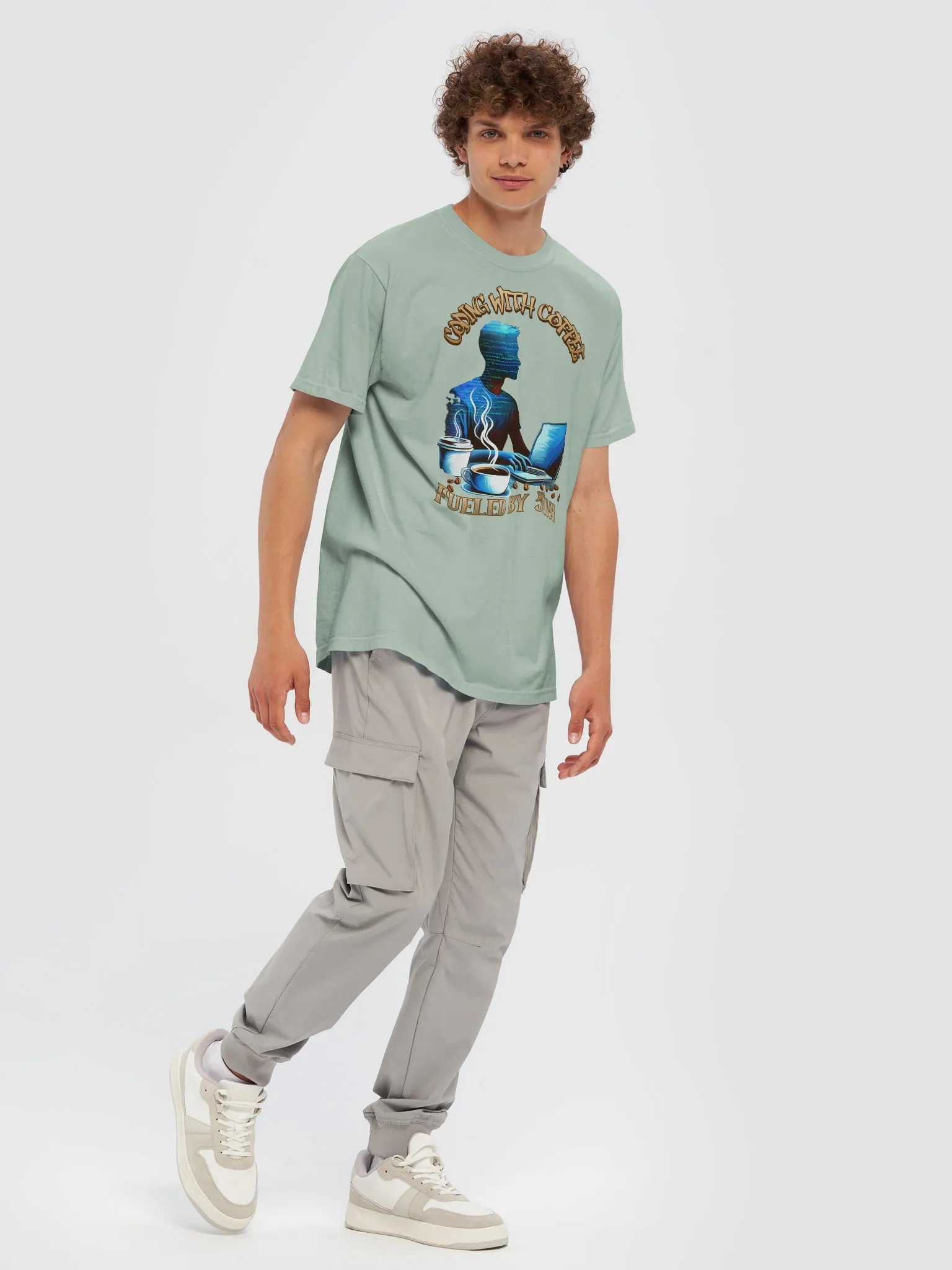 Coding with Coffee Fueled by Java Silhouette T-Shirt product image (75)