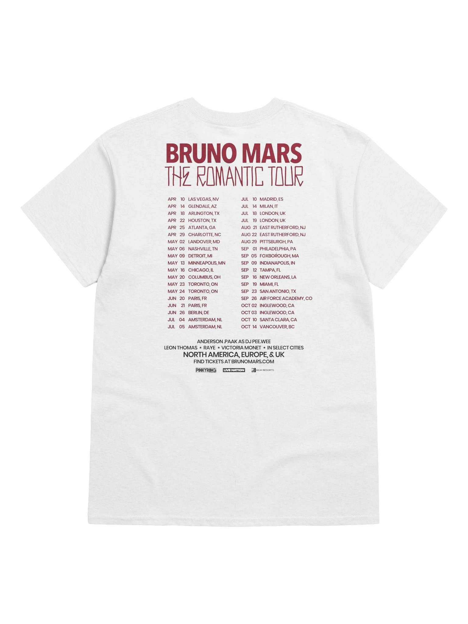 Bruno Mars The Romantic Tour 2026 Merch T-Shirt product image (18)