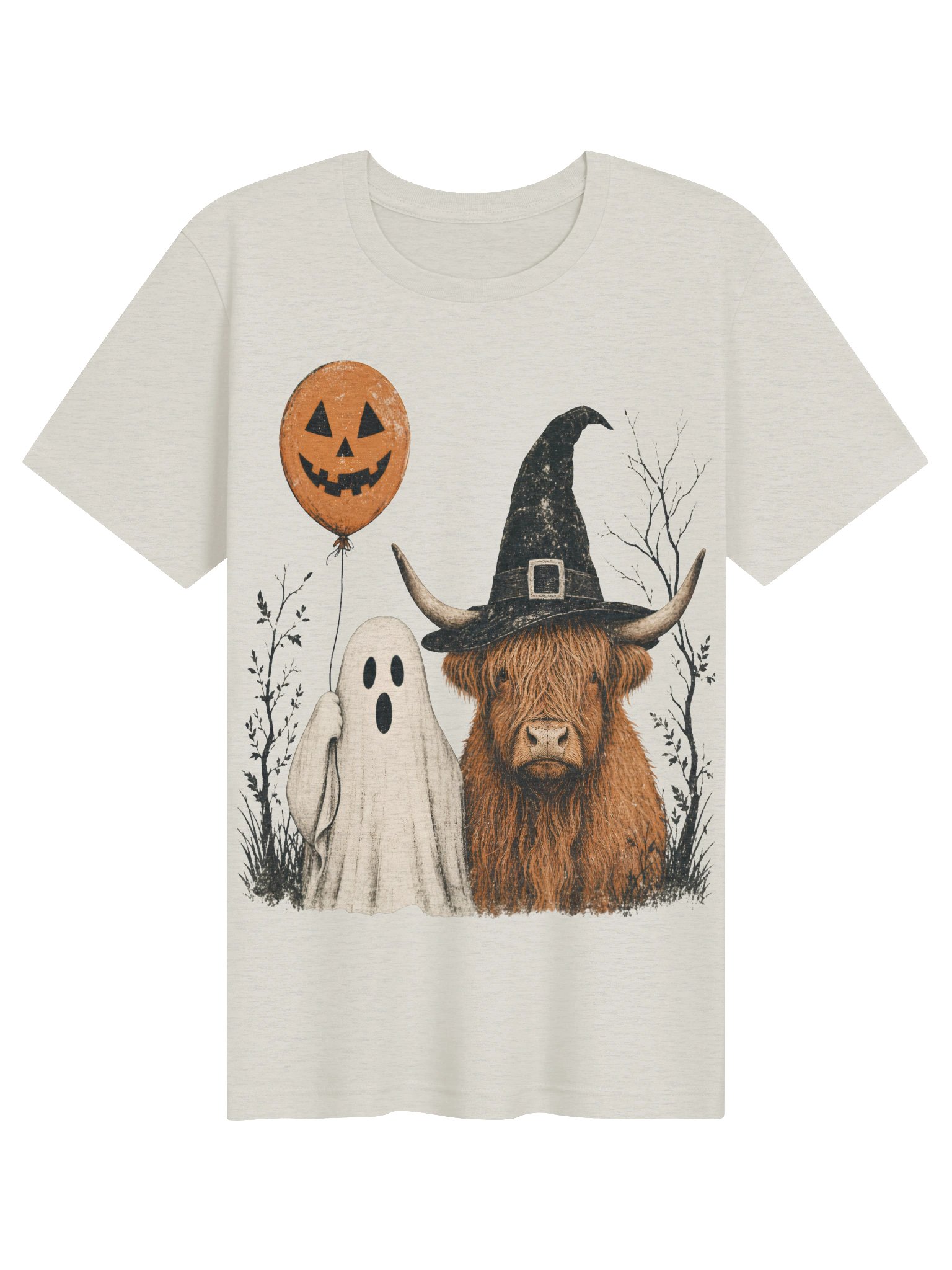 Spooky Highland Cow – Halloween Vintage Graphic T-Shirt product image (51)