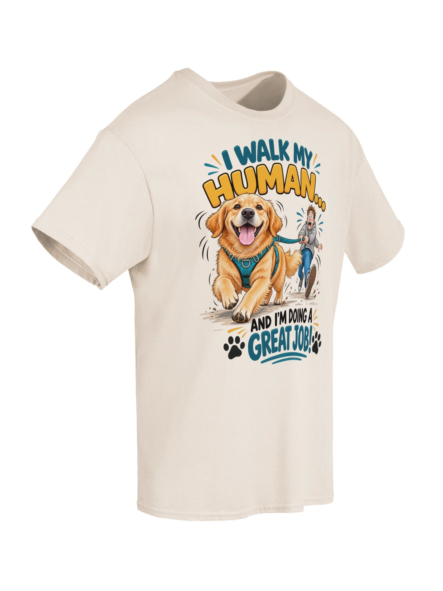 I Walk My Human – Funny Golden Retriever T-Shirt product image (6)