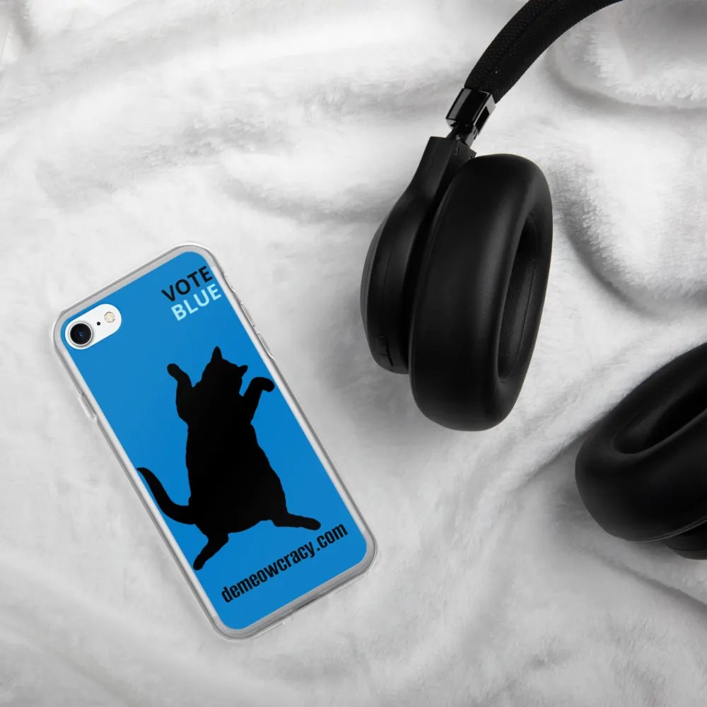 Vote Blue Dancing DeMeowcracy Cat iPhone Case - Turquoise Blue product image (5)