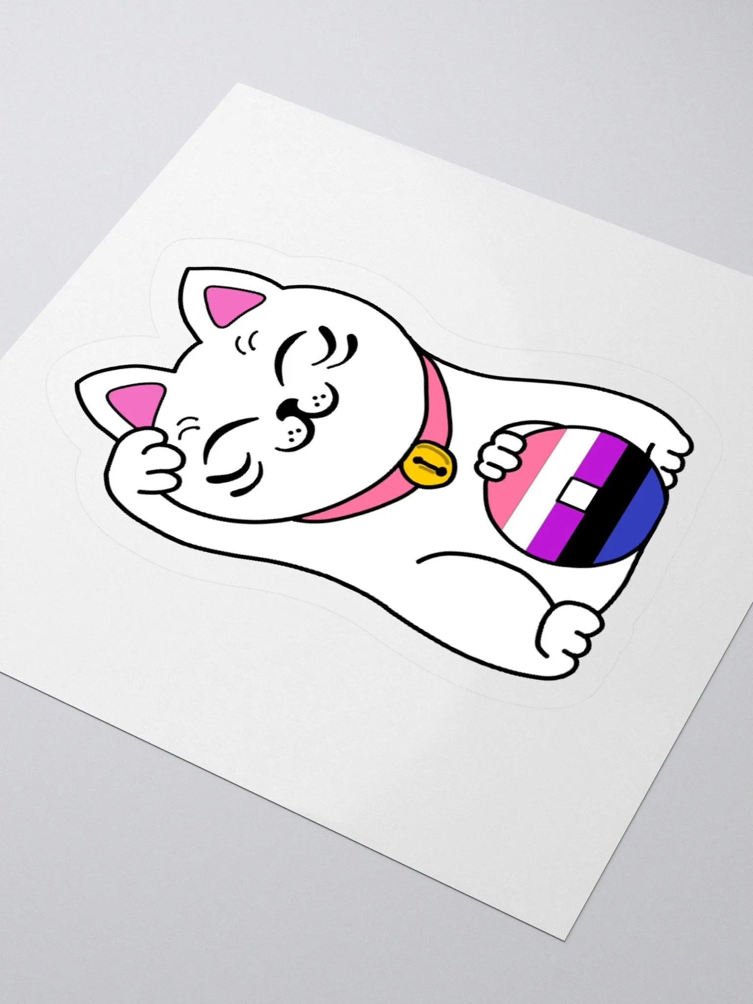 Maneki neko genderfluid pride sticker product image (8)